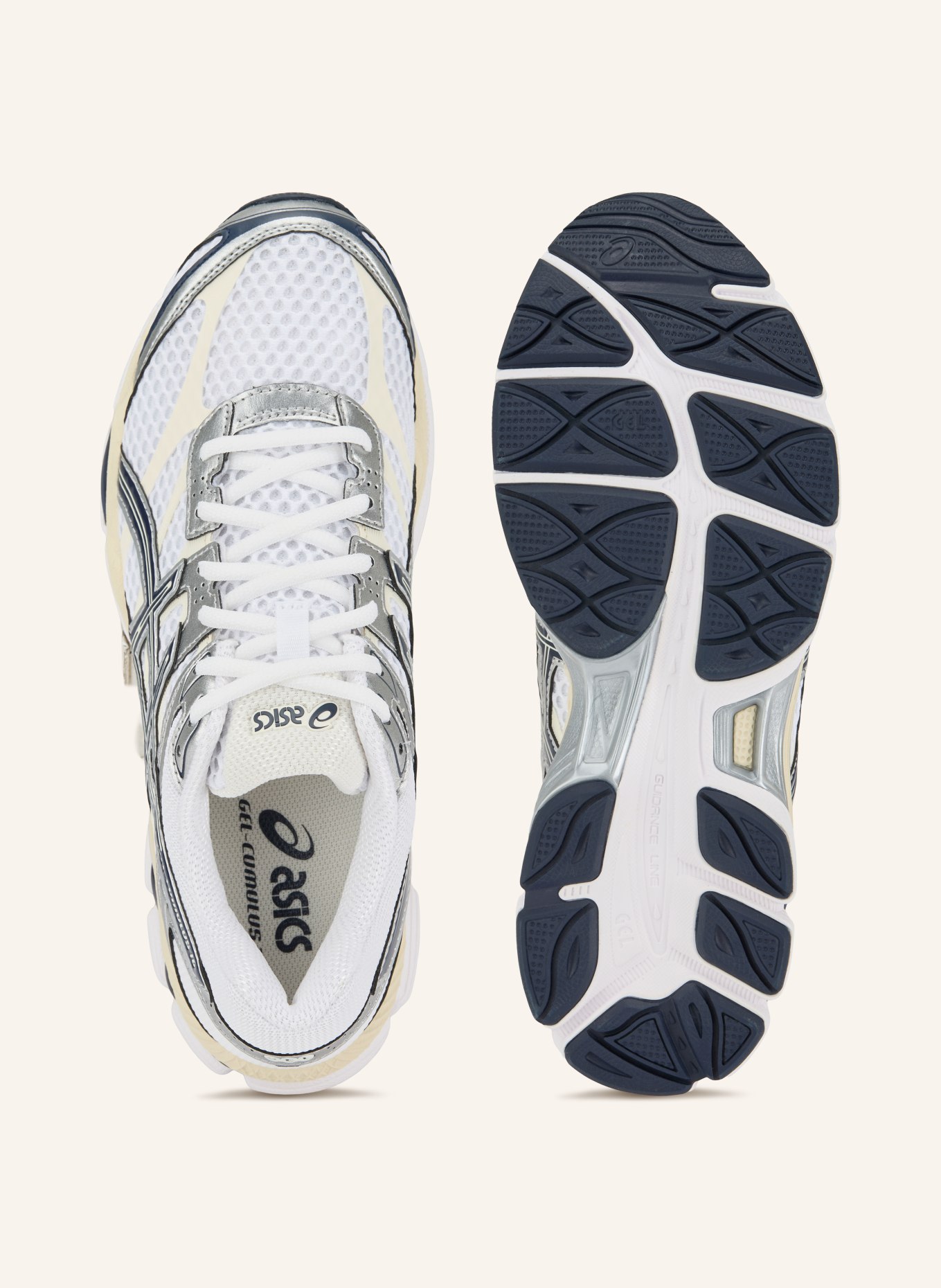 ASICS GEL-CUMULUS 16 sneaker: WHITE / SILVER / DARK BLUE