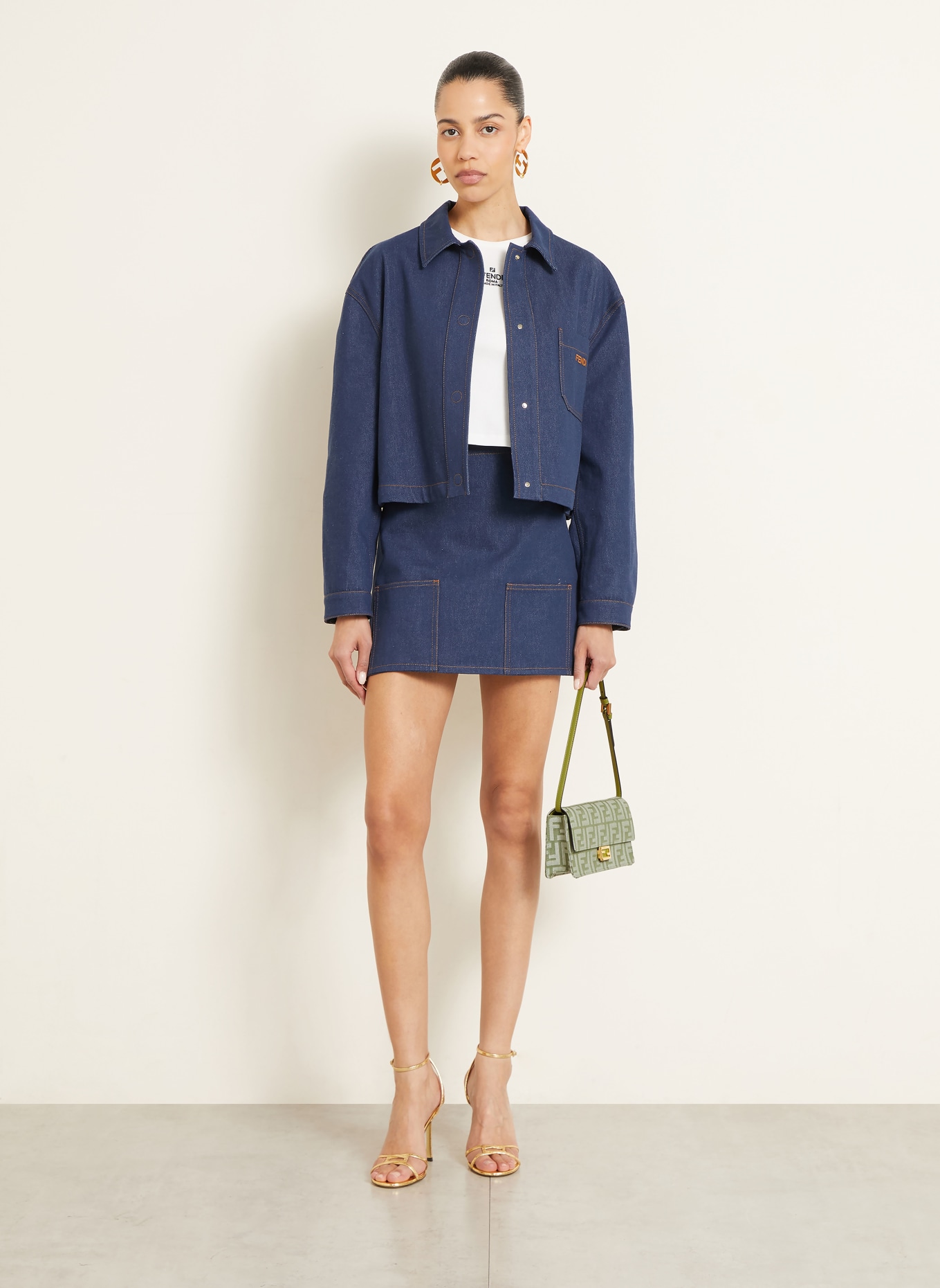 FENDI Portemonnee BAGUETTE om om te hangen: GROEN / WIT