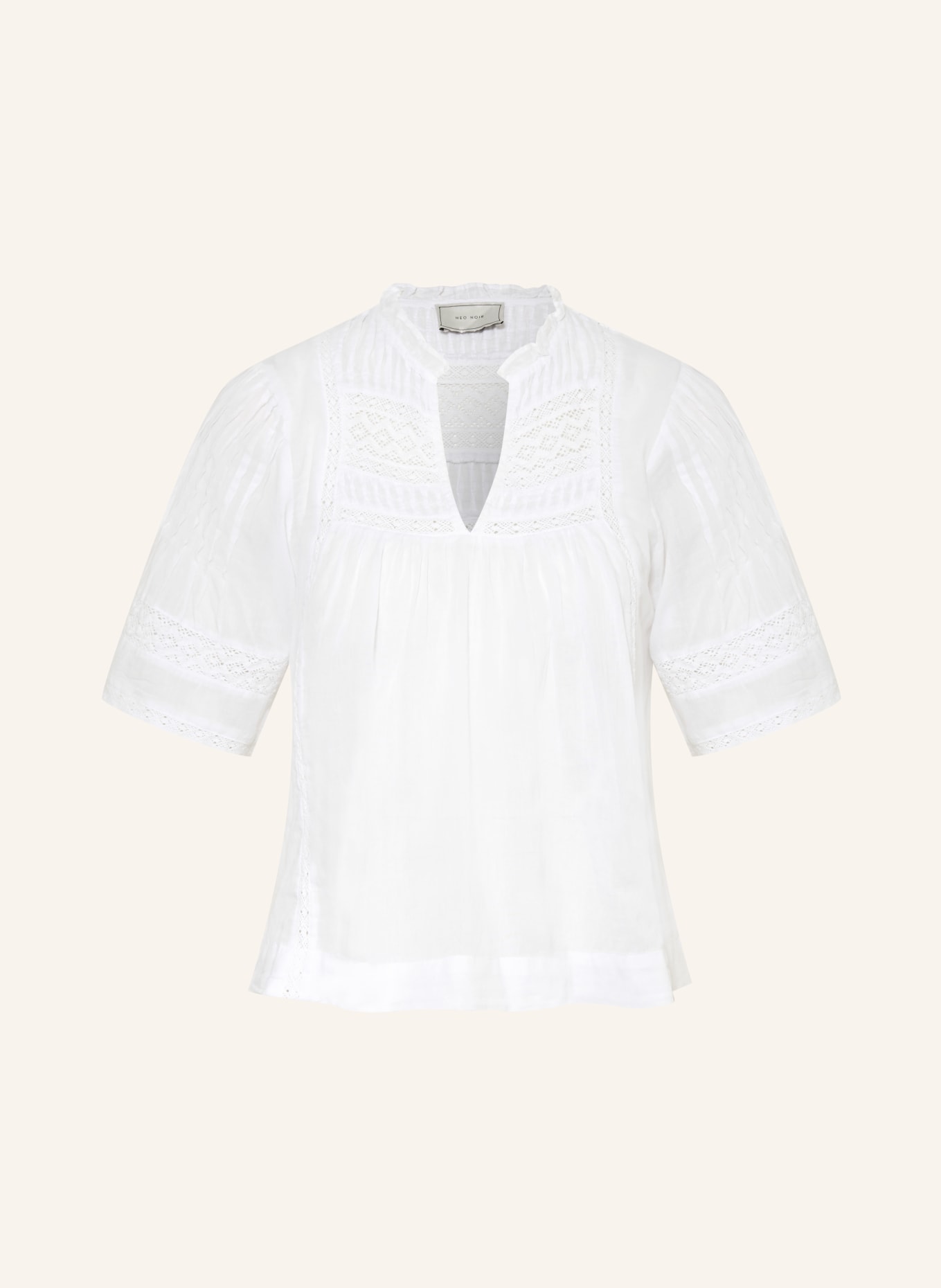 NEO NOIR Blusenshirt SIAMA mit Spitze: WEISS