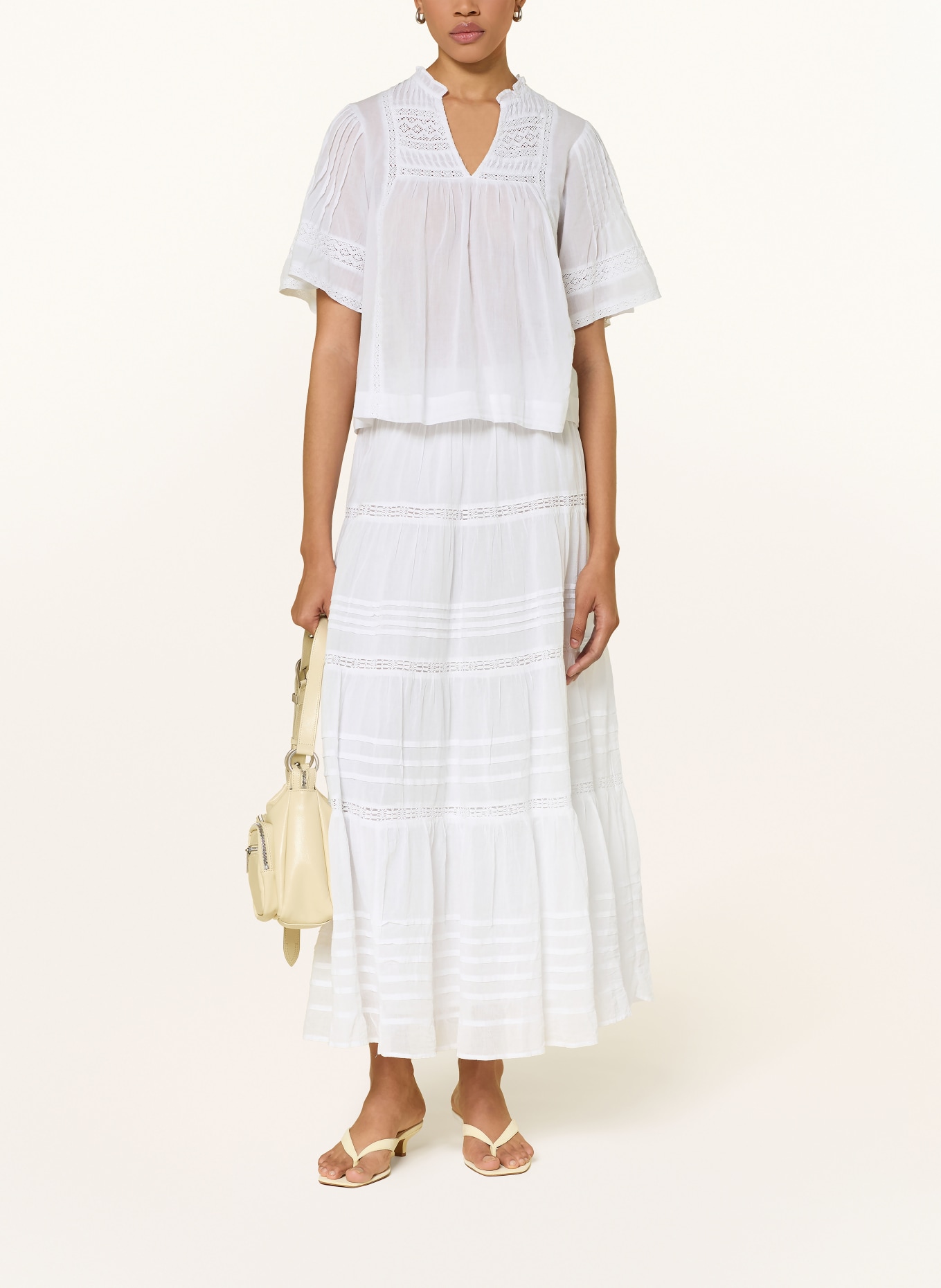 NEO NOIR Blusenshirt SIAMA mit Spitze: WEISS