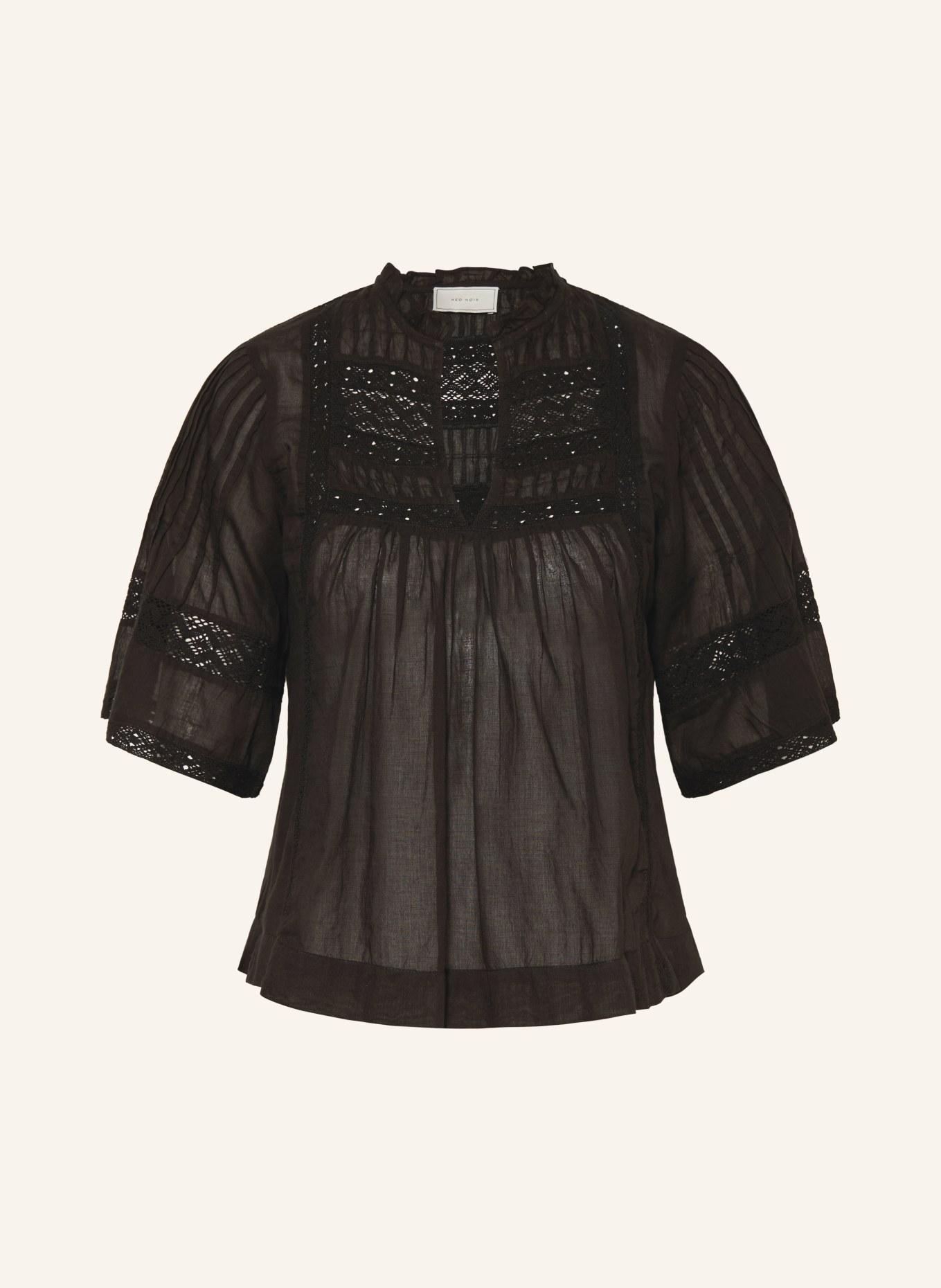NEO NOIR Blusenshirt SIAMA mit Spitze: SCHWARZ
