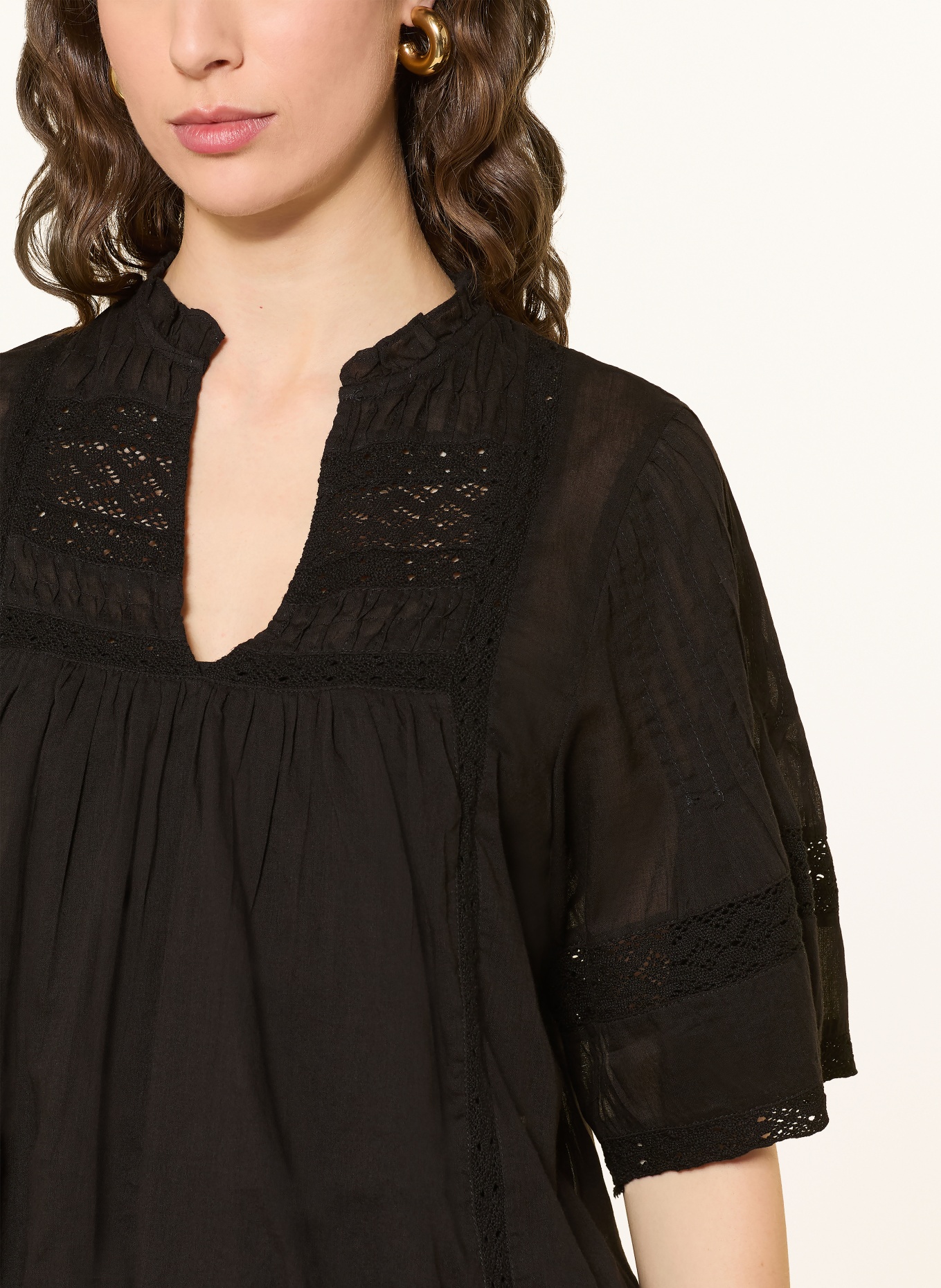 NEO NOIR Blusenshirt SIAMA mit Spitze: SCHWARZ