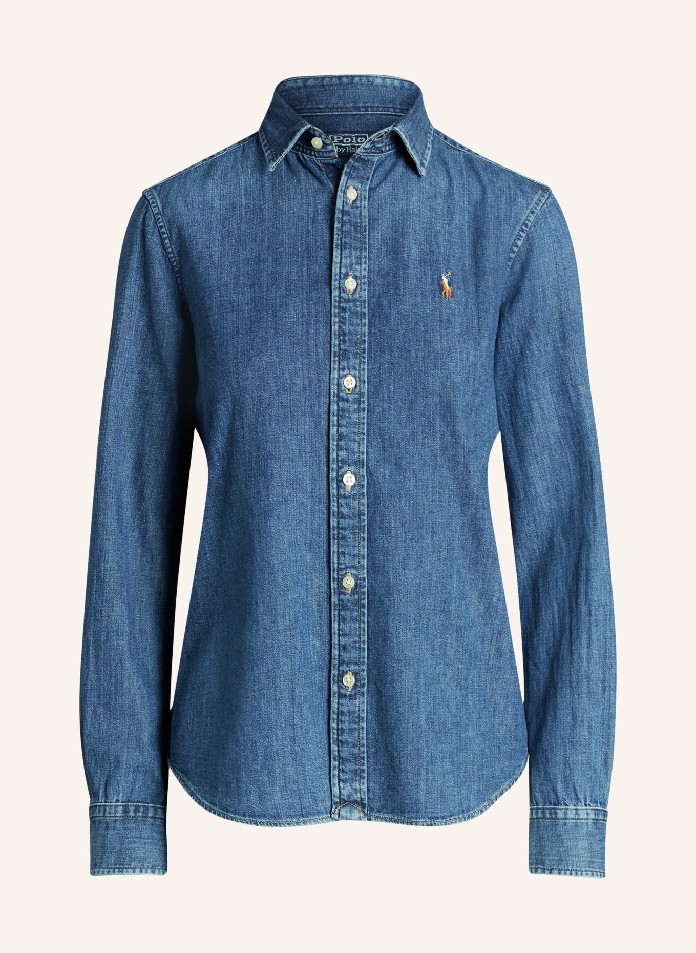 POLO RALPH LAUREN Overhemdblouse in jeanslook: BLAUW
