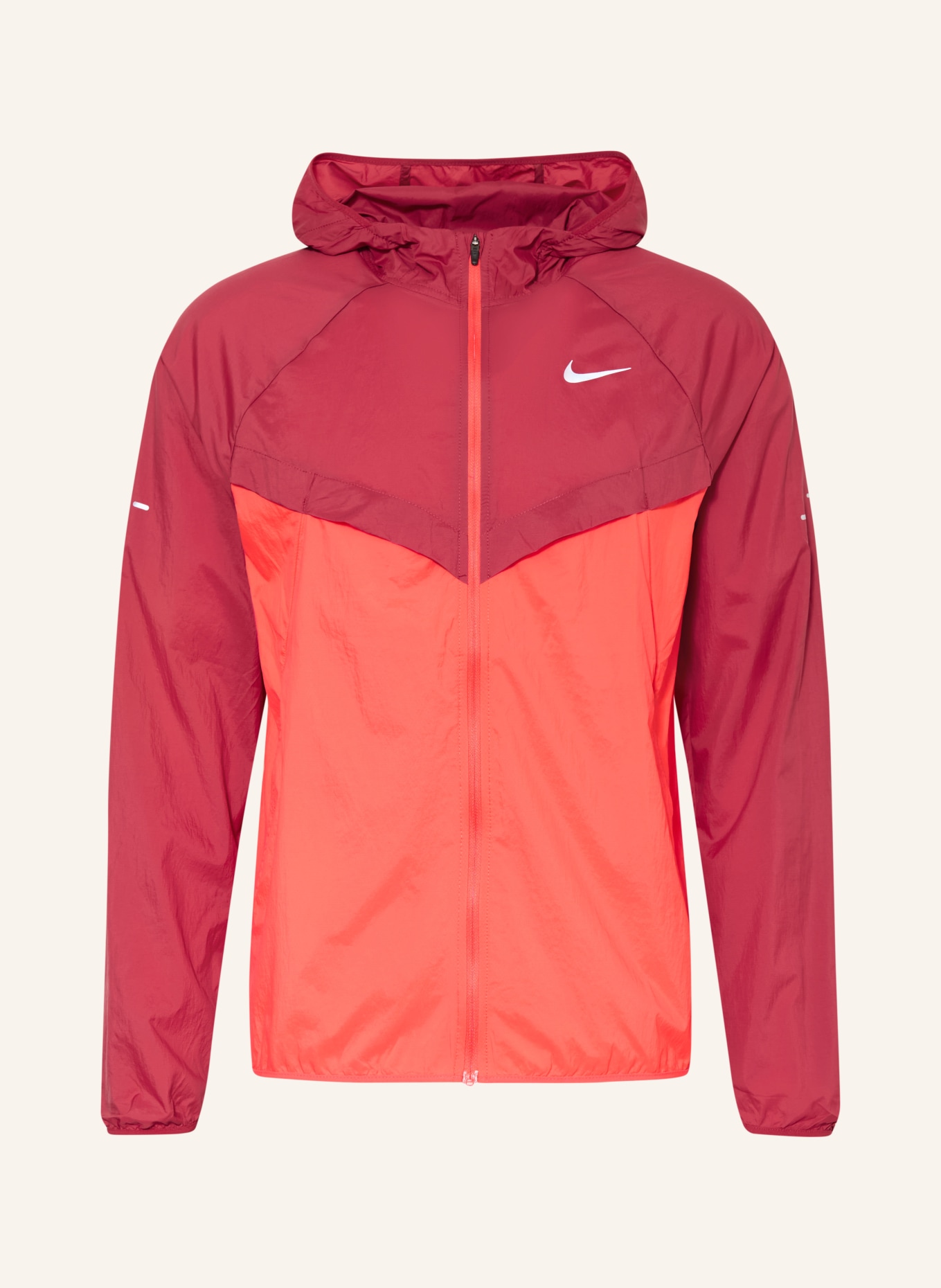 Nike Běžecká bunda STRIDE: ČERVENÁ / ŠEDÁ / TMAVĚ ČERVENÁ