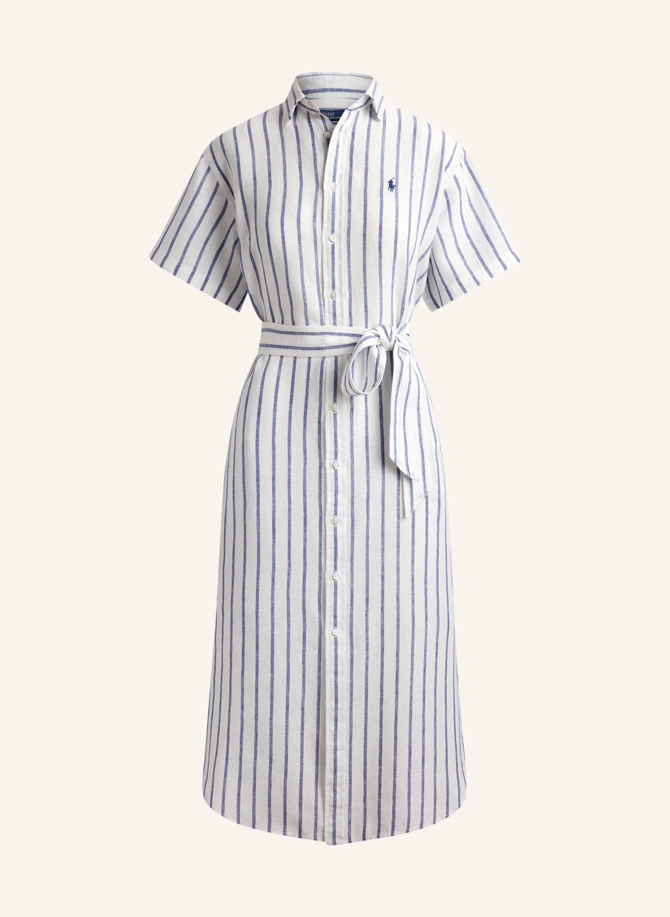 POLO RALPH LAUREN Sukienka koszulowa z lnu: BIAŁY / GRANATOWY