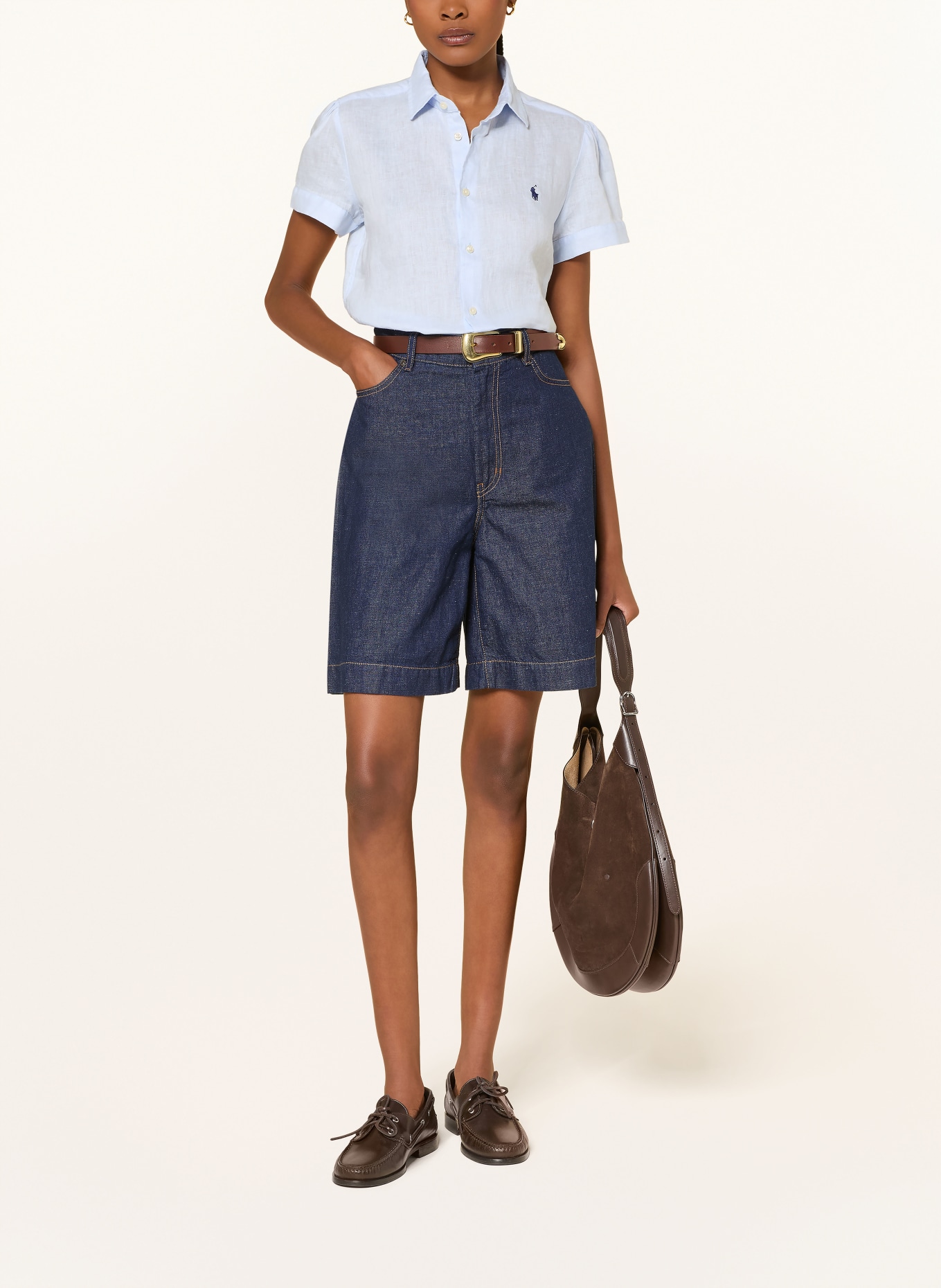 POLO RALPH LAUREN chemisier en lin: BLEU CLAIR