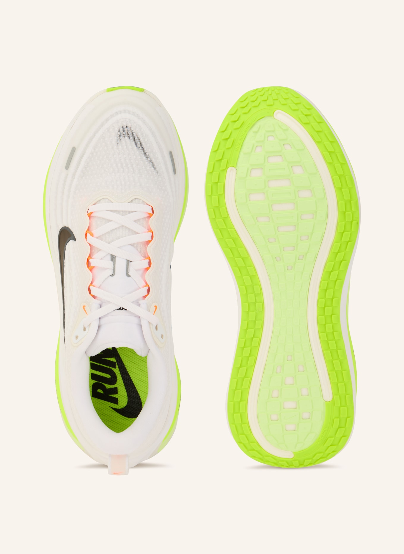 Nike Laufschuhe VOMERO PLUS: WEISS / NEONORANGE / SCHWARZ