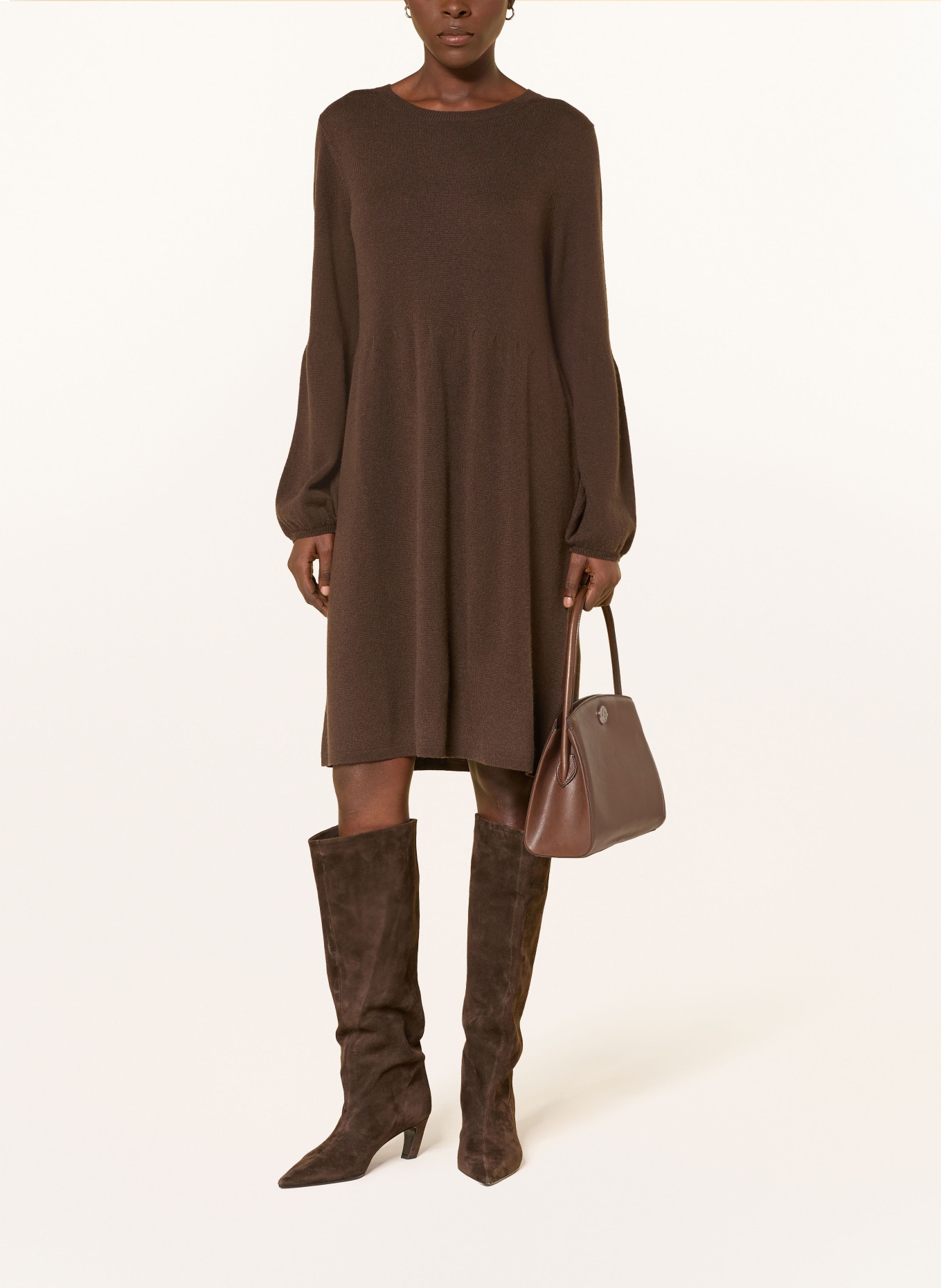 lilienfels Robe en maille avec cachemire: MARRON FONCÉ