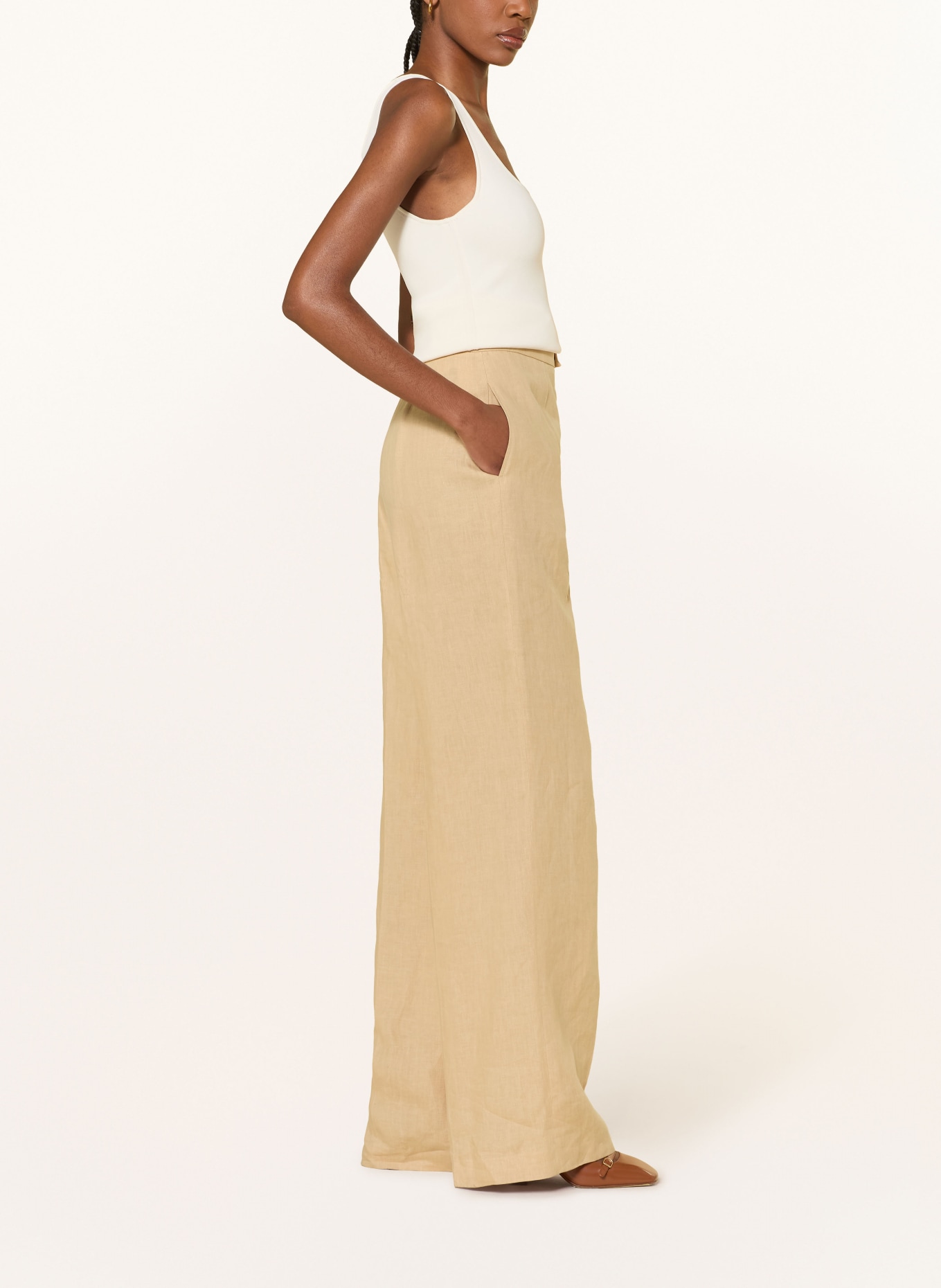 RALPH LAUREN Collection Marlenehose DEAN aus Leinen: BEIGE