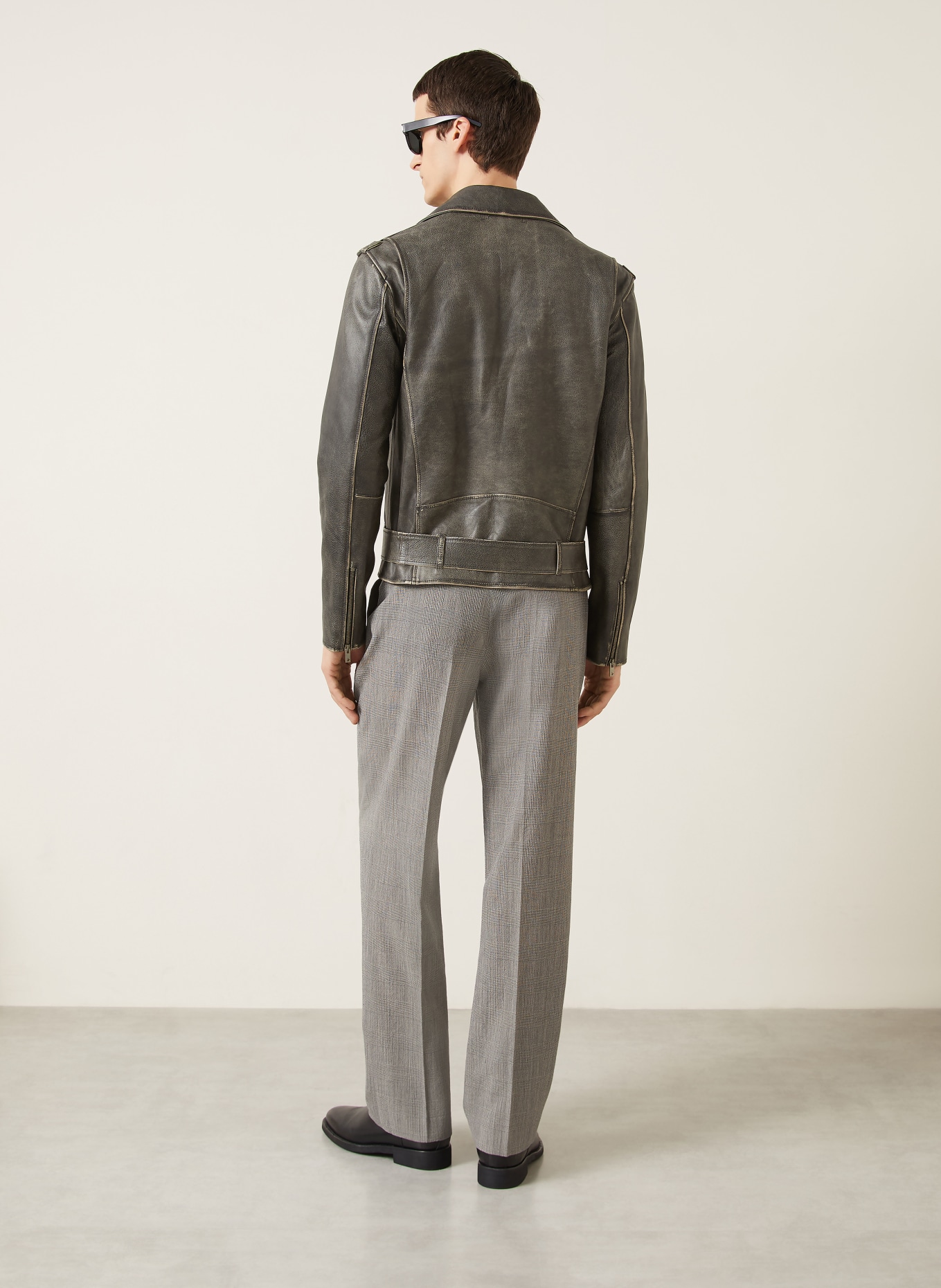 GOLDEN GOOSE Veste en cuir CHIODO GOLDEN: MARRON FONCÉ / PLATINE