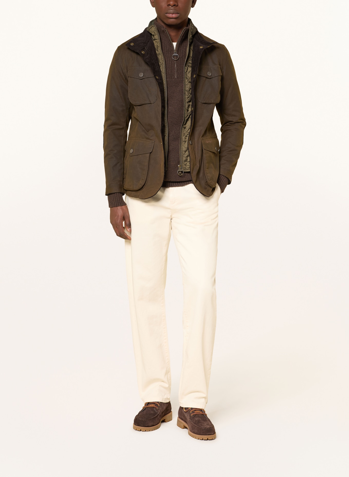 Barbour Veldjas OGSTON WAX: KAKI / MARRON FONCÉ