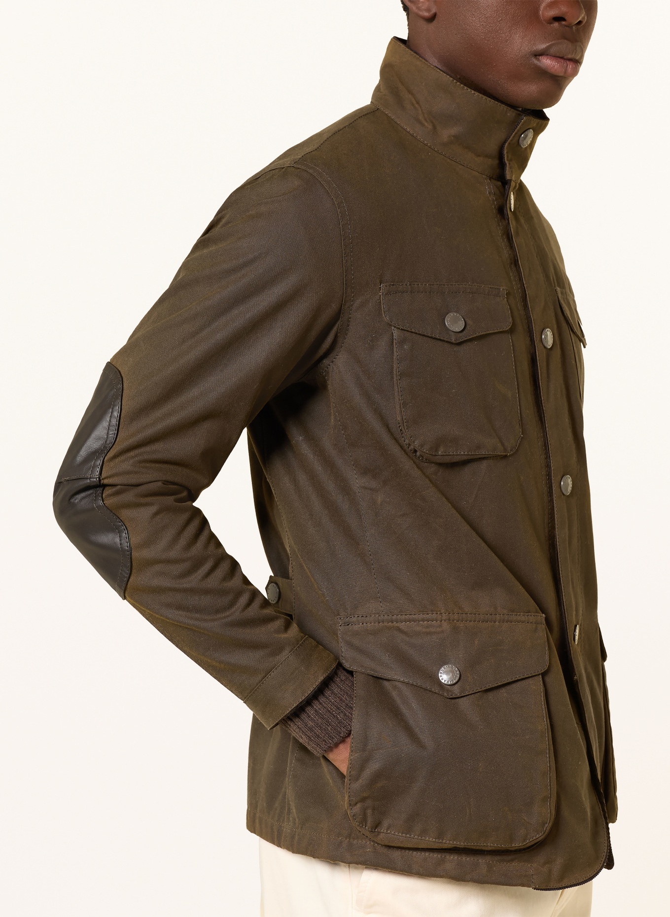 Barbour Veldjas OGSTON WAX: KAKI / MARRON FONCÉ