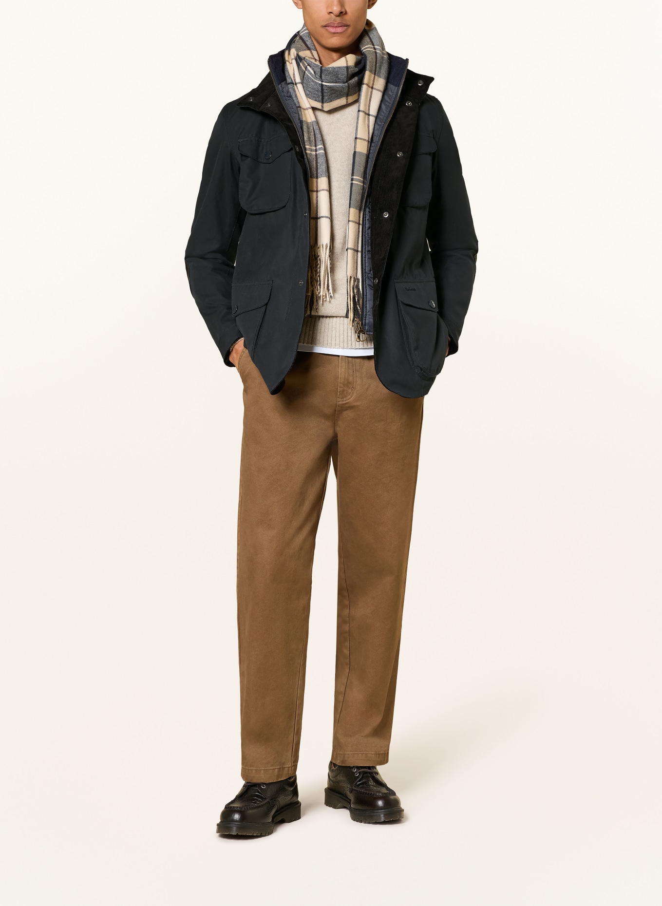Barbour Fieldjacket OGSTON WAX: DUNKELBLAU / DUNKELBRAUN