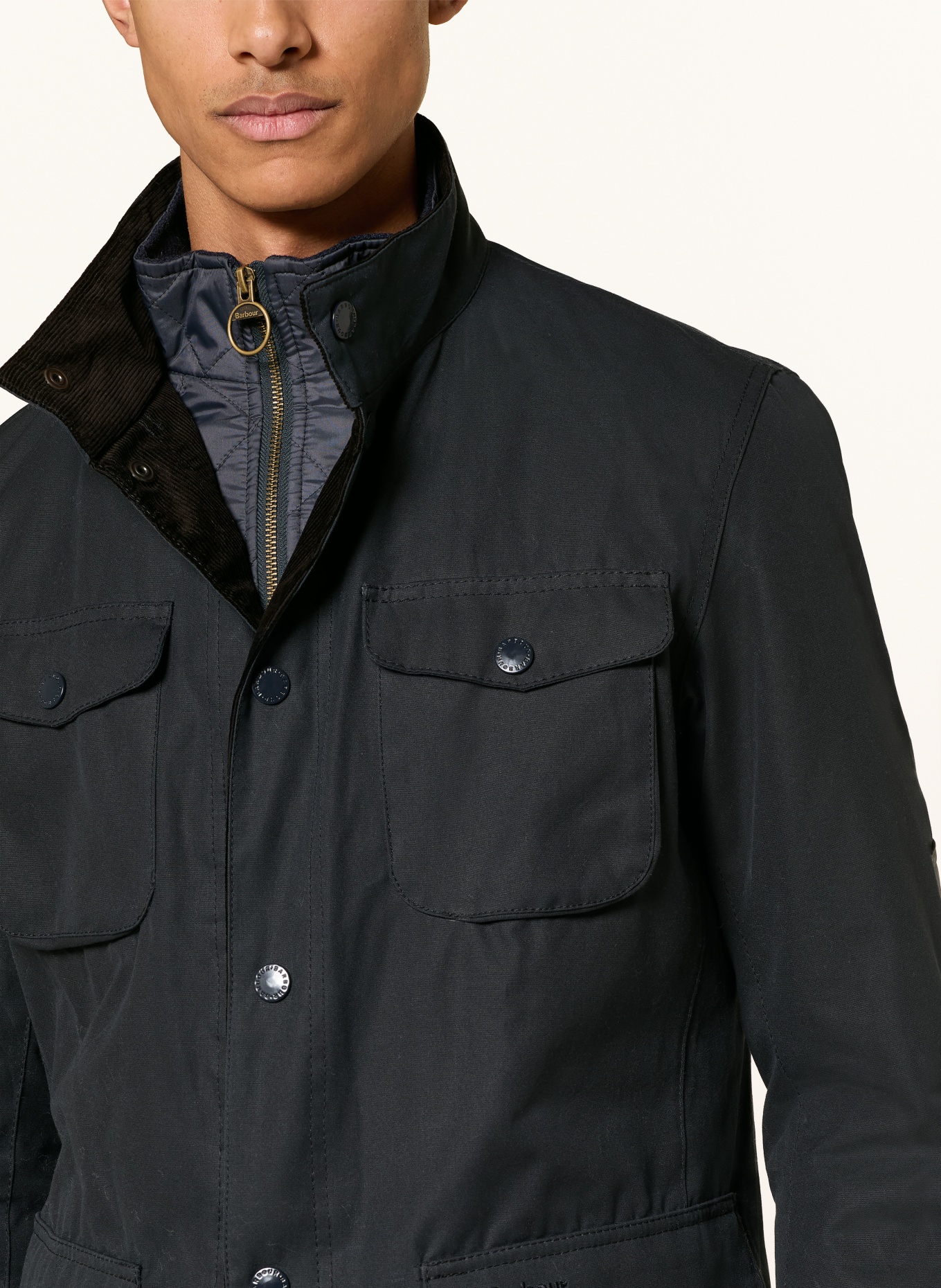 Barbour Fieldjacket OGSTON WAX: DUNKELBLAU / DUNKELBRAUN