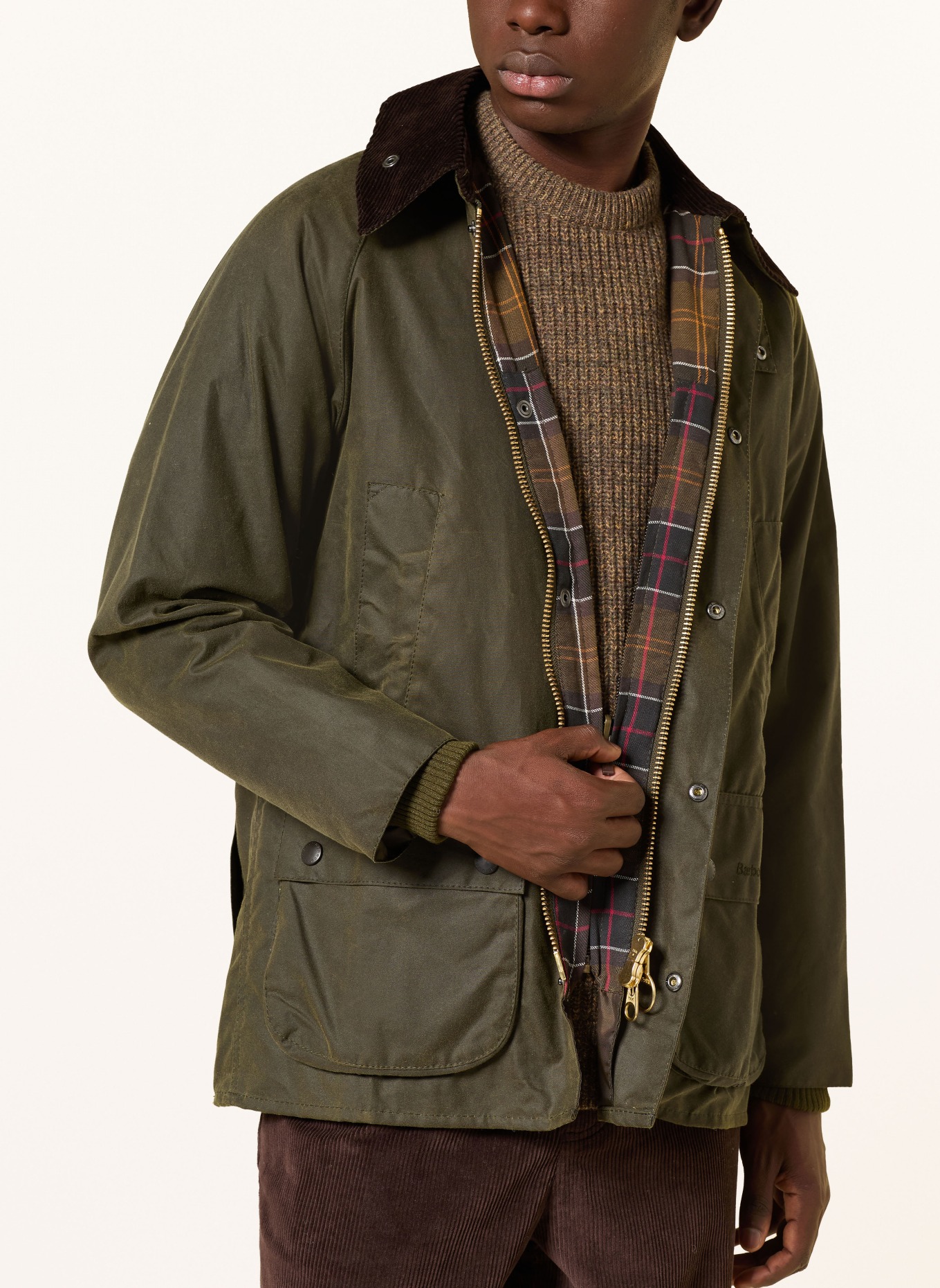 Barbour Fieldjacket BEDALE WAX: KHAKI / DUNKELBRAUN
