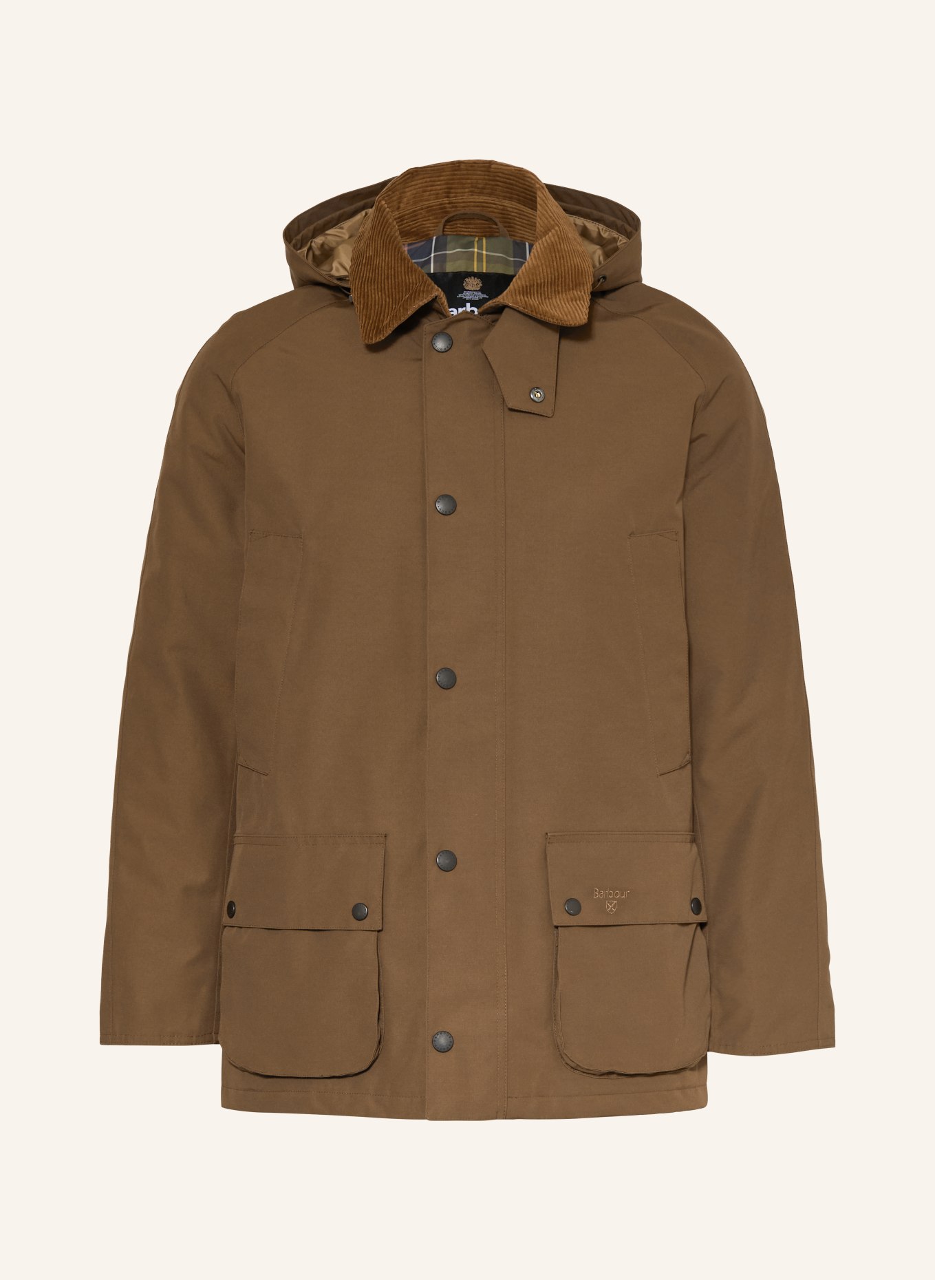 Barbour Jas WINTER ASHBY met afneembare capuchon: KAKI / MARRON FONCÉ