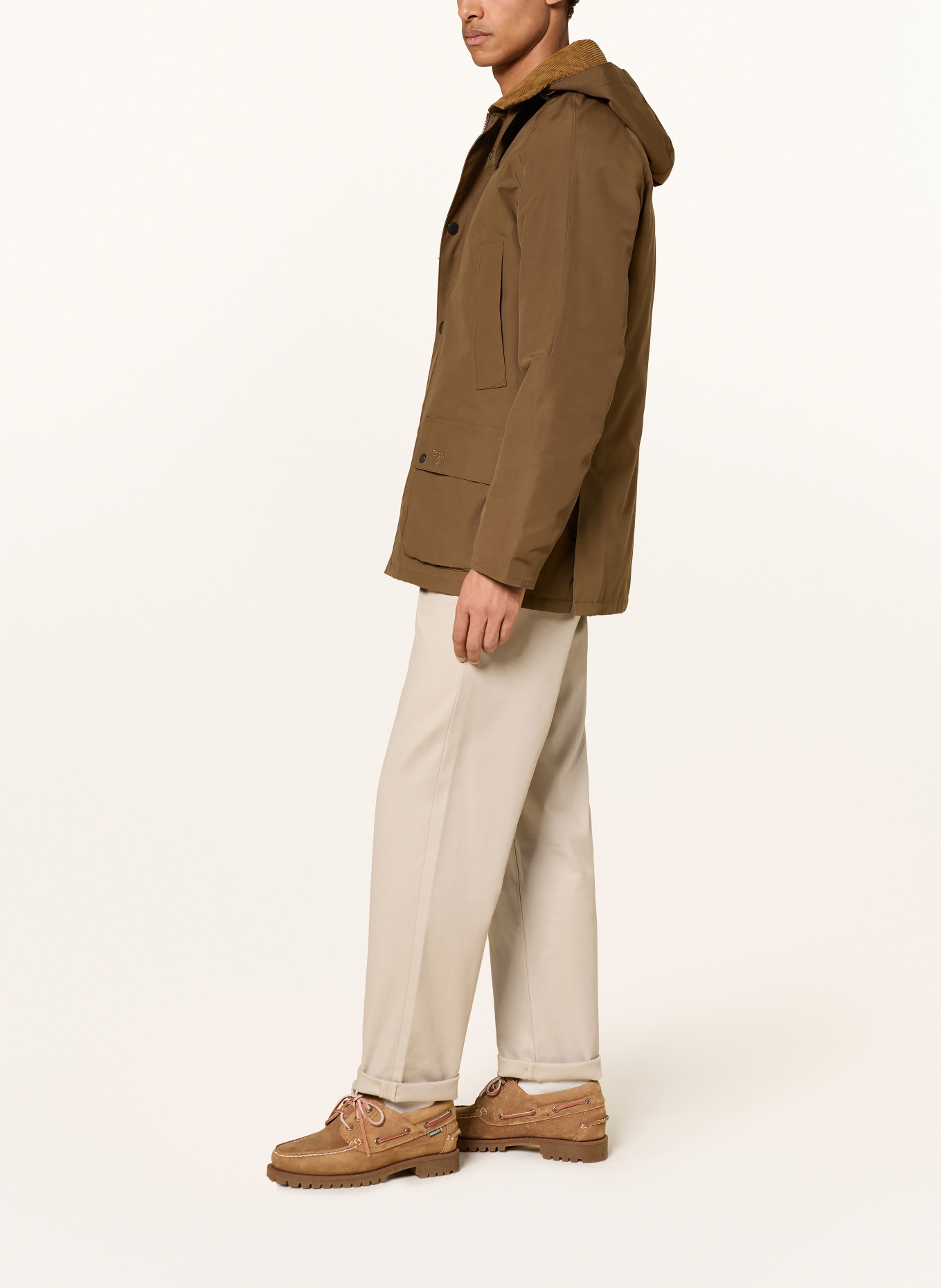 Barbour Jas WINTER ASHBY met afneembare capuchon: KAKI / MARRON FONCÉ