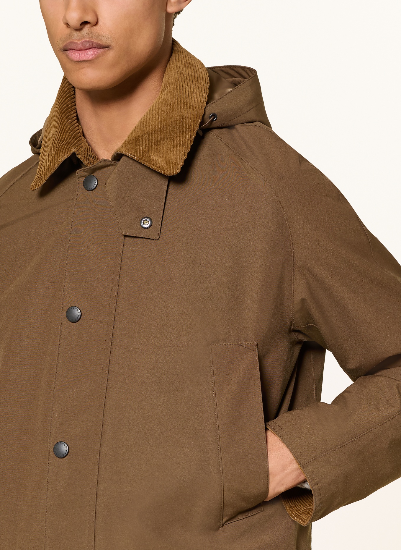 Barbour Jas WINTER ASHBY met afneembare capuchon: KAKI / MARRON FONCÉ