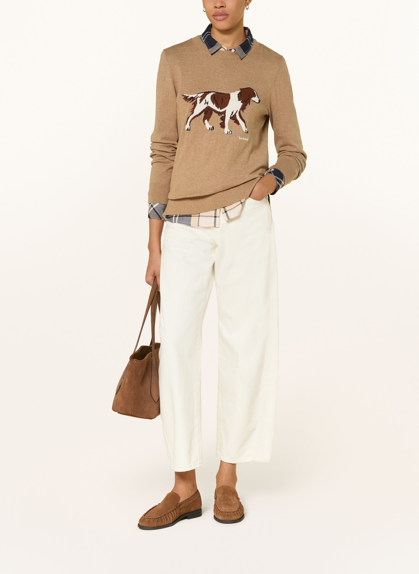 Barbour Trui FAREHAM: CAMEL / BRUIN / WIT