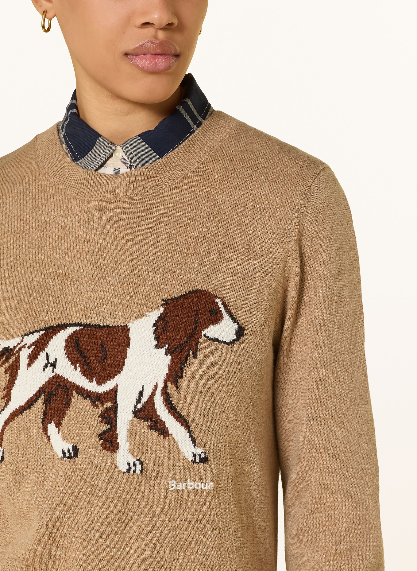 Barbour Trui FAREHAM: CAMEL / BRUIN / WIT