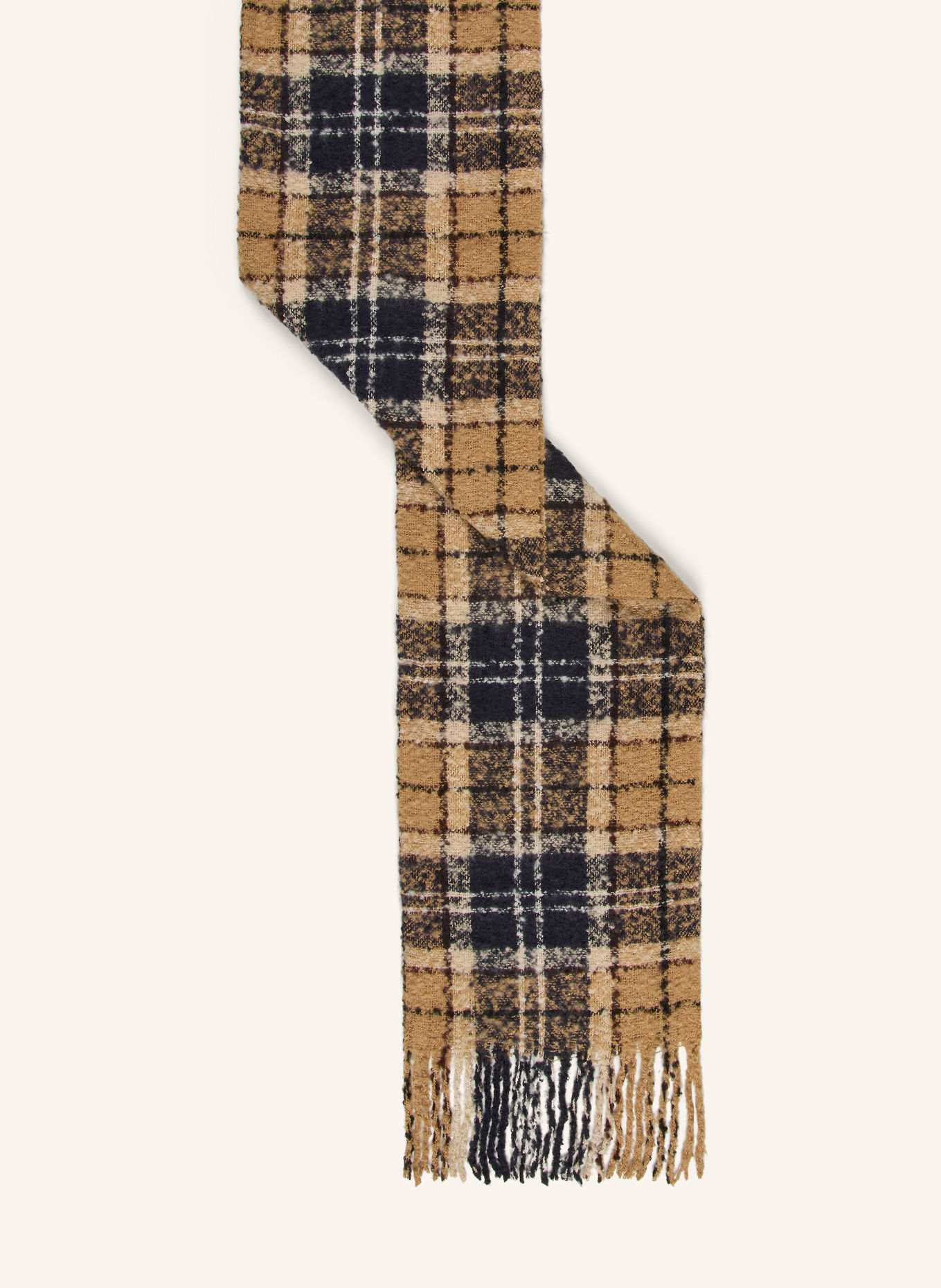 Barbour Ensemble SALTBURN : bonnet avec fausse fourrure et écharpe: CHAMEAU / BLEU FONCÉ