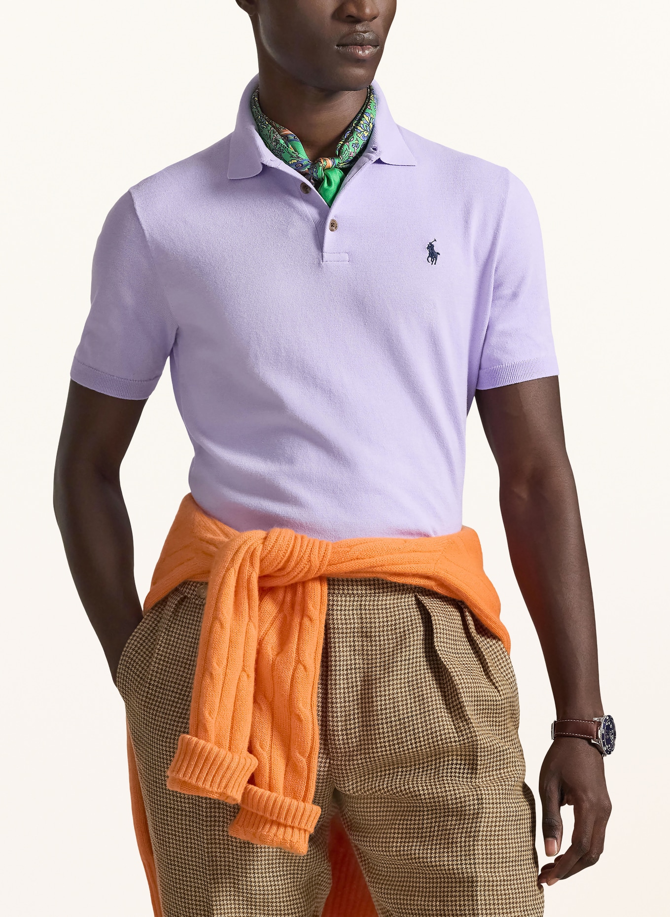 POLO RALPH LAUREN Strick-Poloshirt: HELLLILA