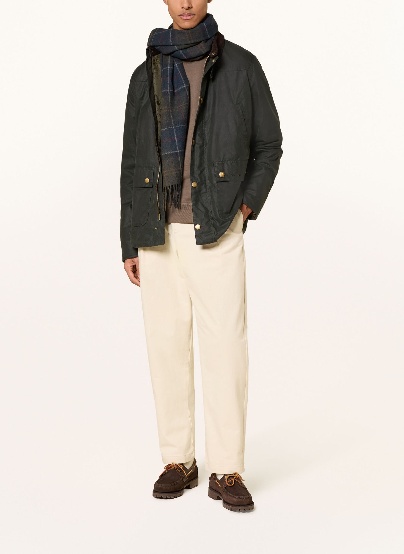 Barbour REELIN field jacket: DARK GREEN / DARK BROWN