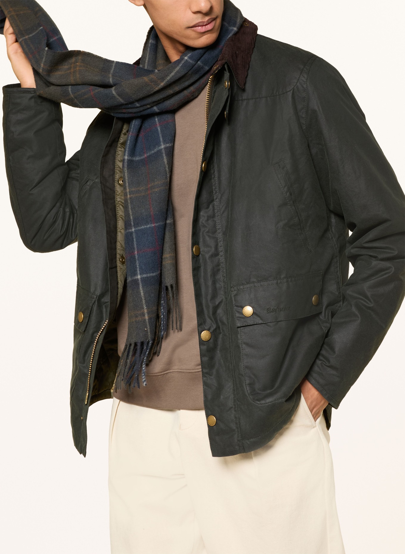 Barbour REELIN field jacket: DARK GREEN / DARK BROWN