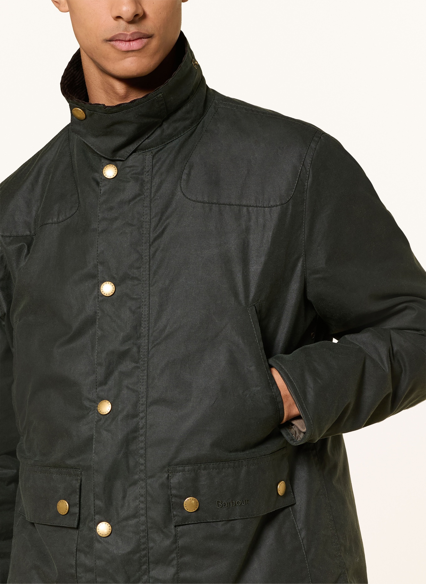 Barbour REELIN field jacket: DARK GREEN / DARK BROWN
