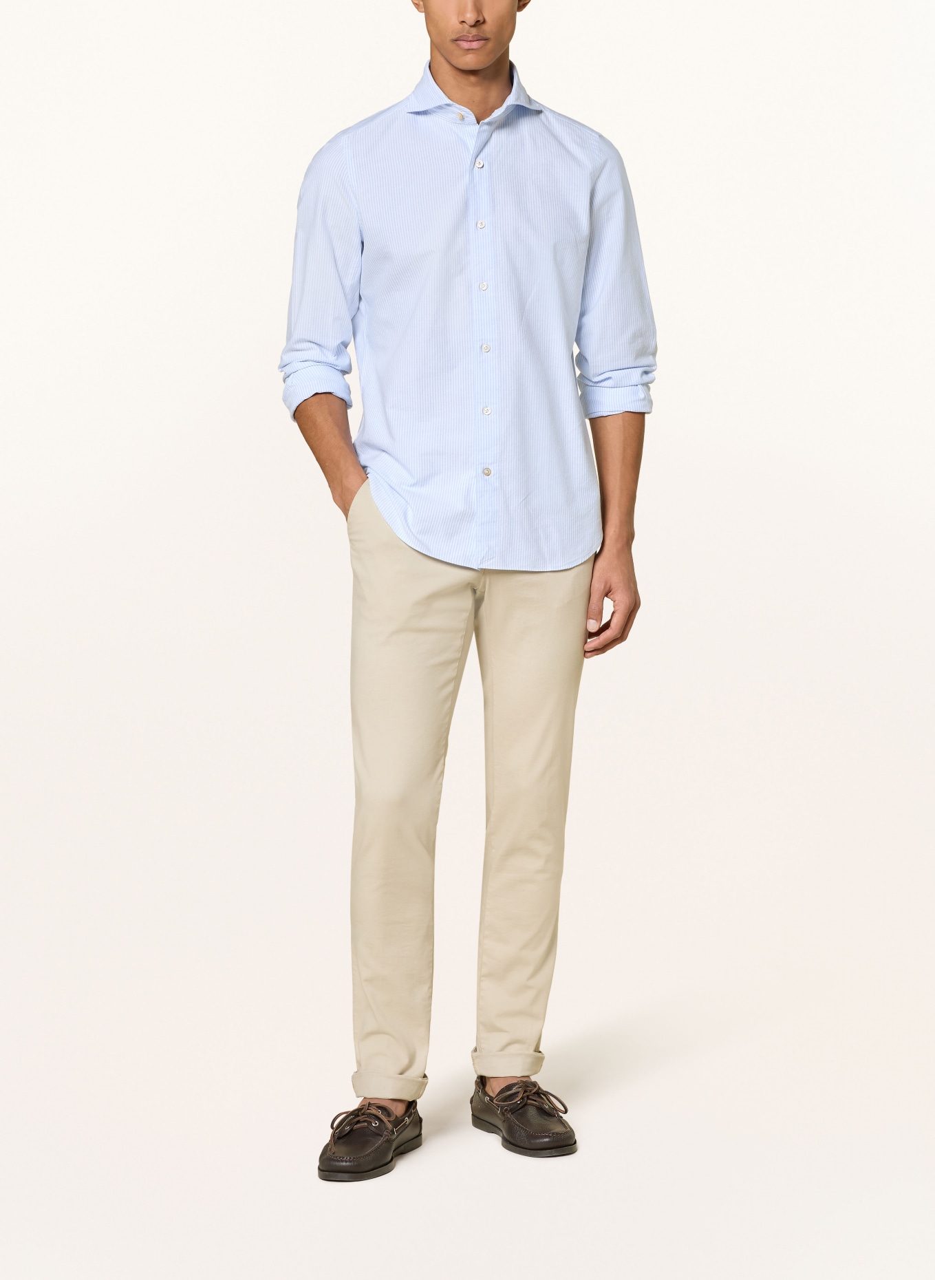 FINAMORE 1925 SERGIO TOKYO Oxford Shirt, Regular Fit: LIGHT BLUE / WHITE