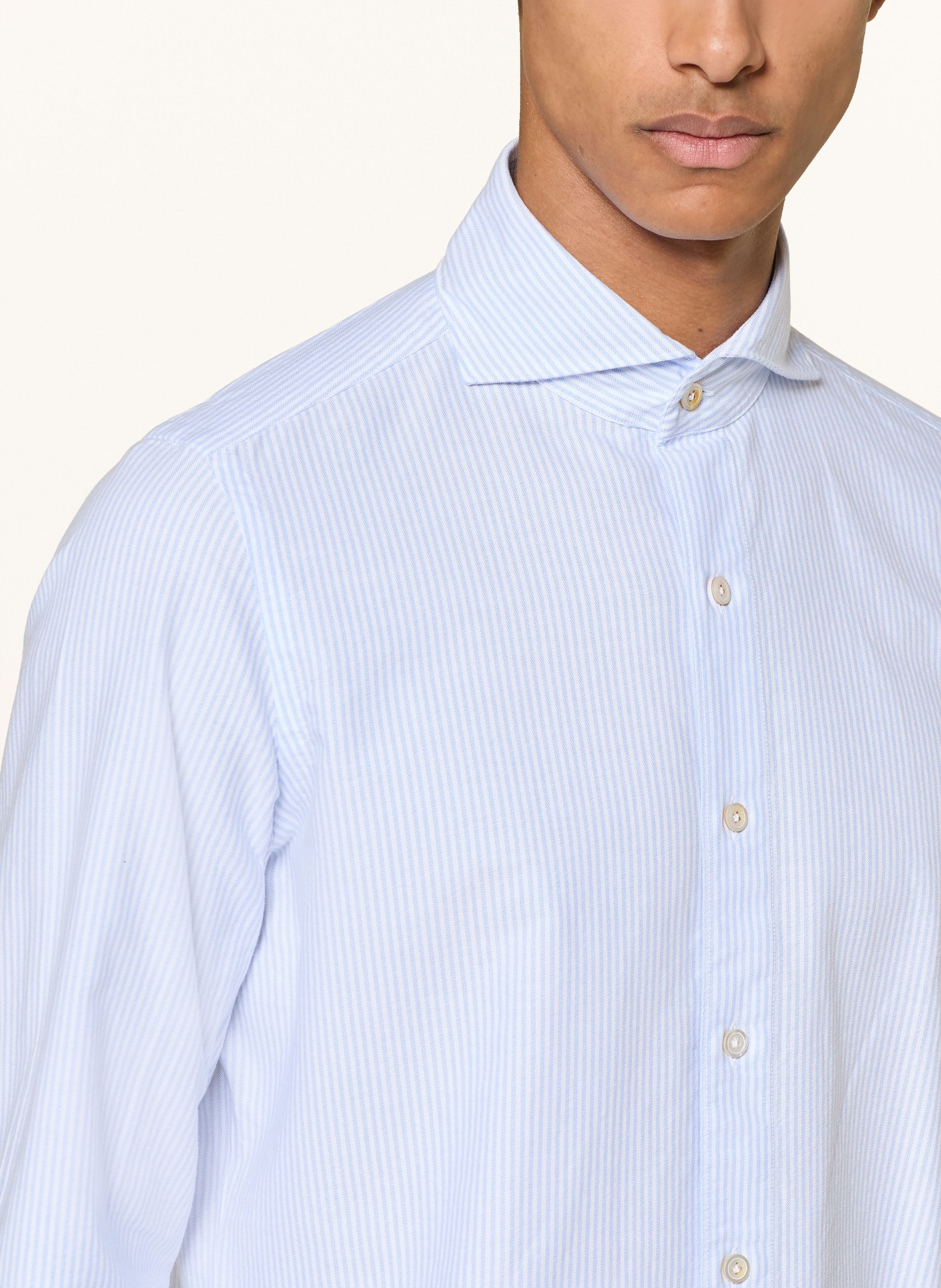 FINAMORE 1925 SERGIO TOKYO Oxford Shirt, Regular Fit: LIGHT BLUE / WHITE