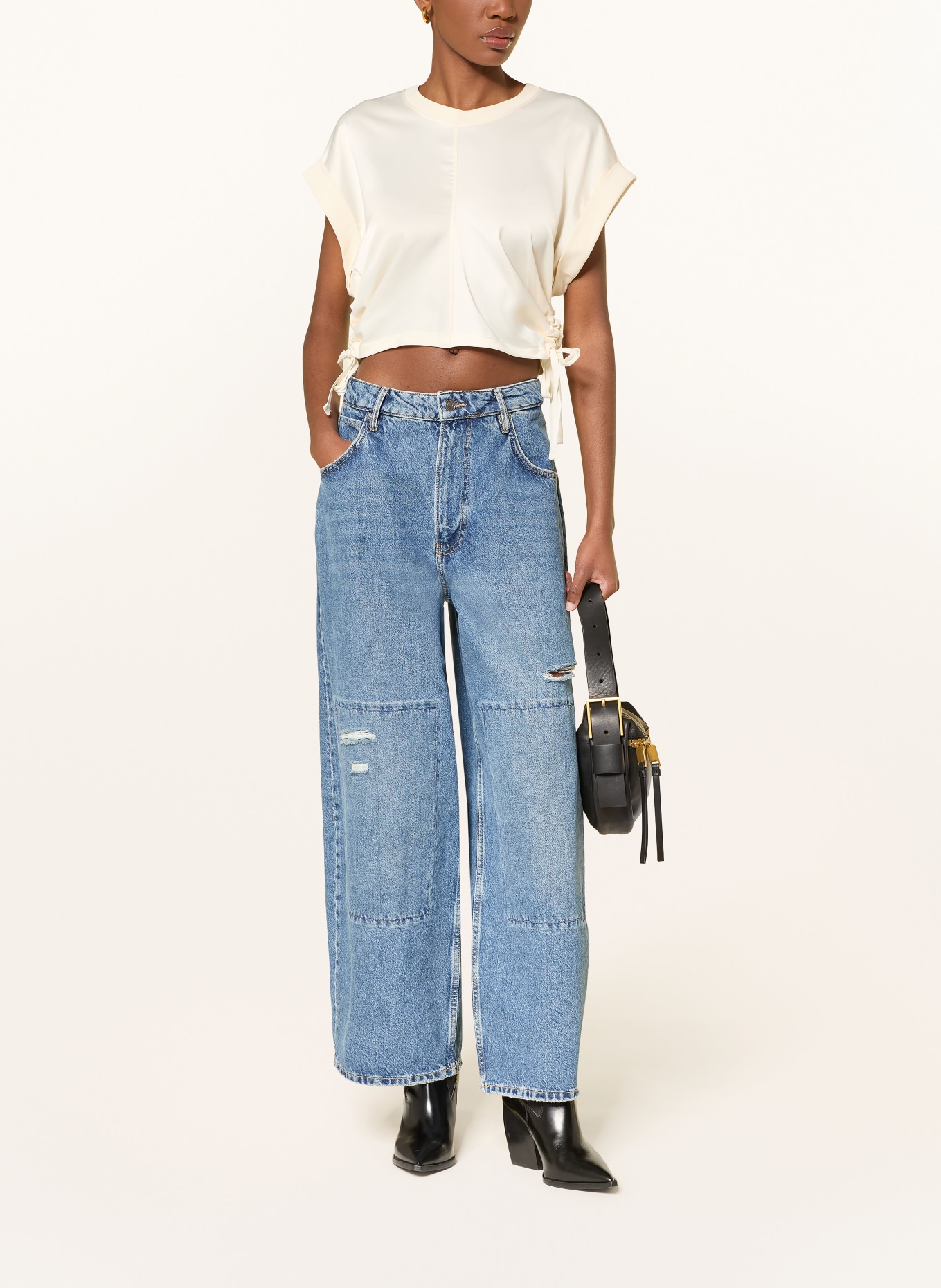 ALLSAINTS Tričko MIRA ze směsi materiálů: KRÉMOVÁ