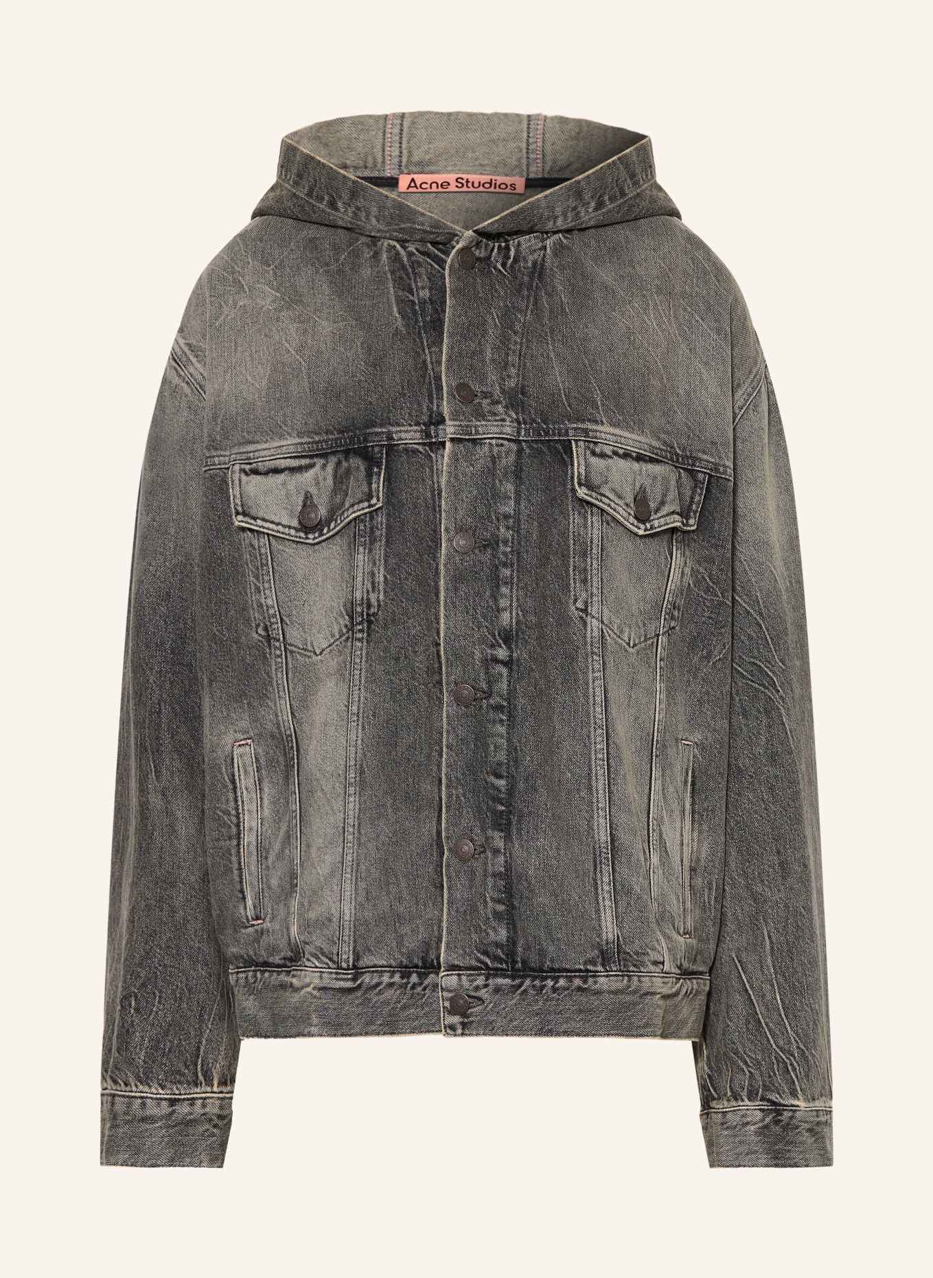 Acne Studios Oversized-Jeansjacke: WASHED BLACK