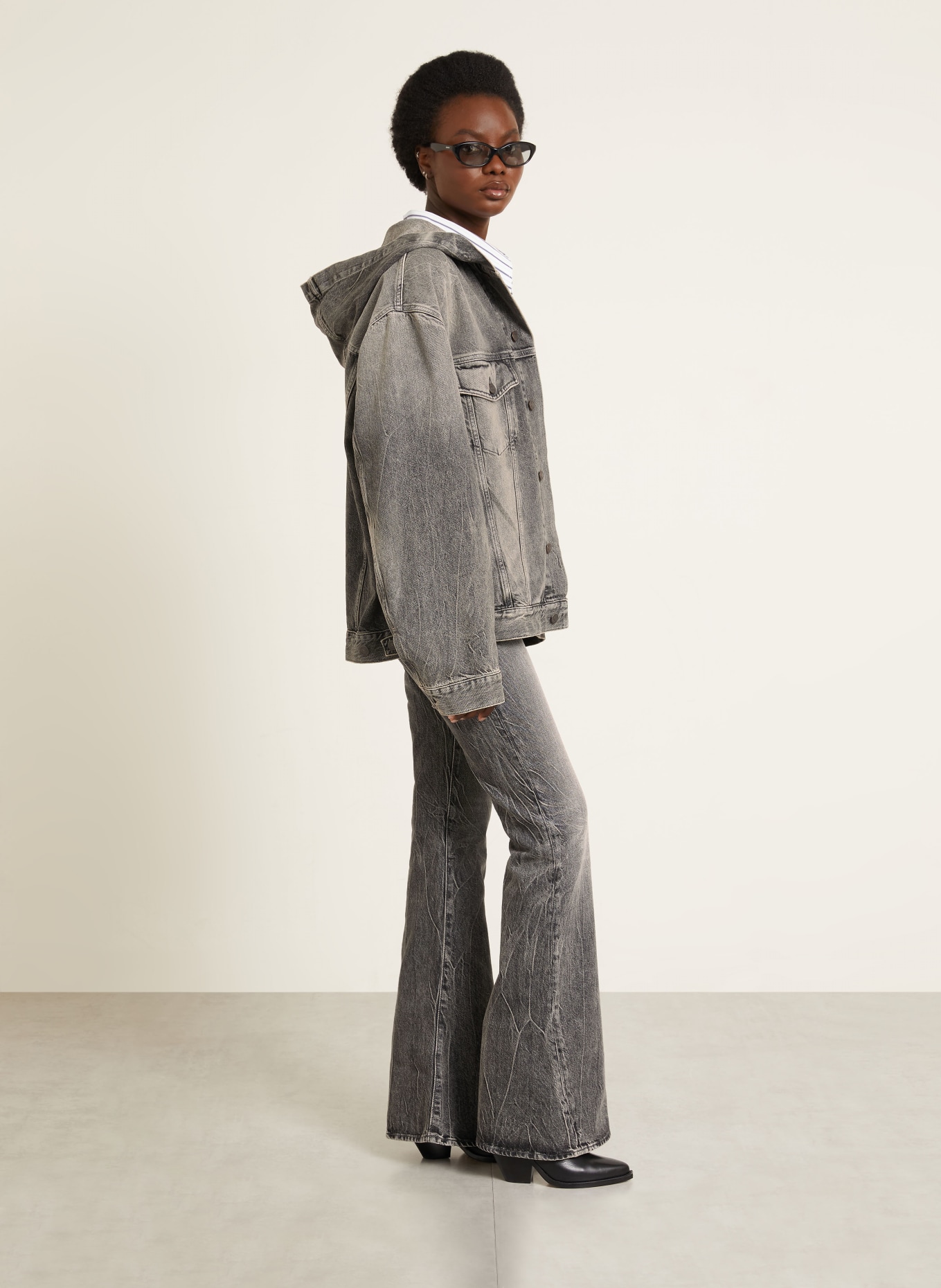 Acne Studios Oversized-Jeansjacke: WASHED BLACK