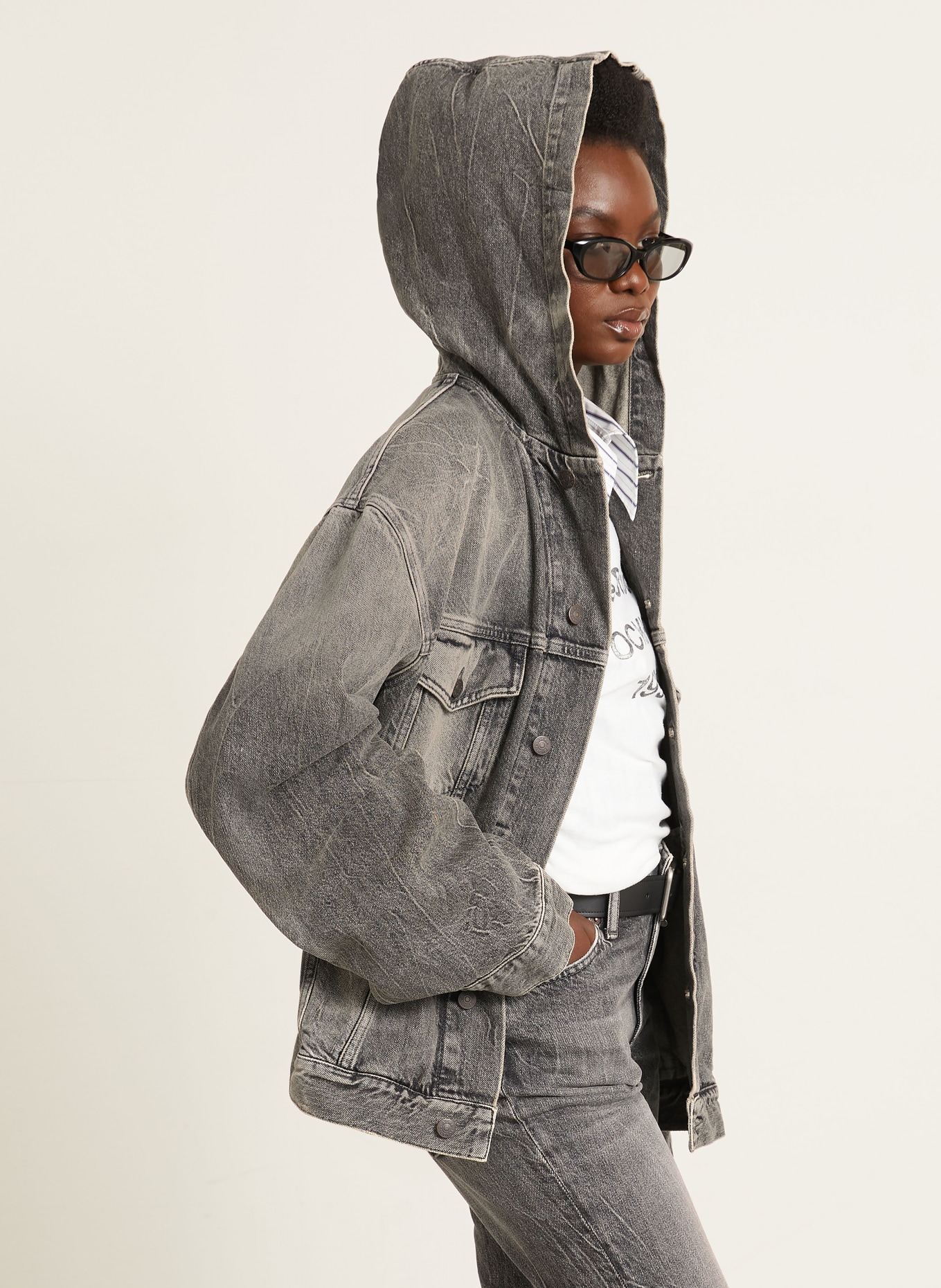 Acne Studios Oversized-Jeansjacke: WASHED BLACK