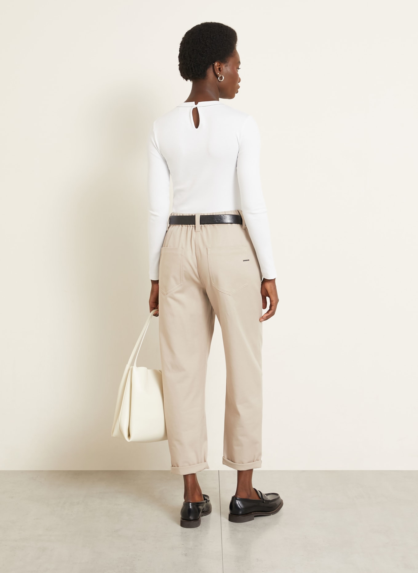 BRUNELLO CUCINELLI Long sleeve shirt with decorative beads: WHITE