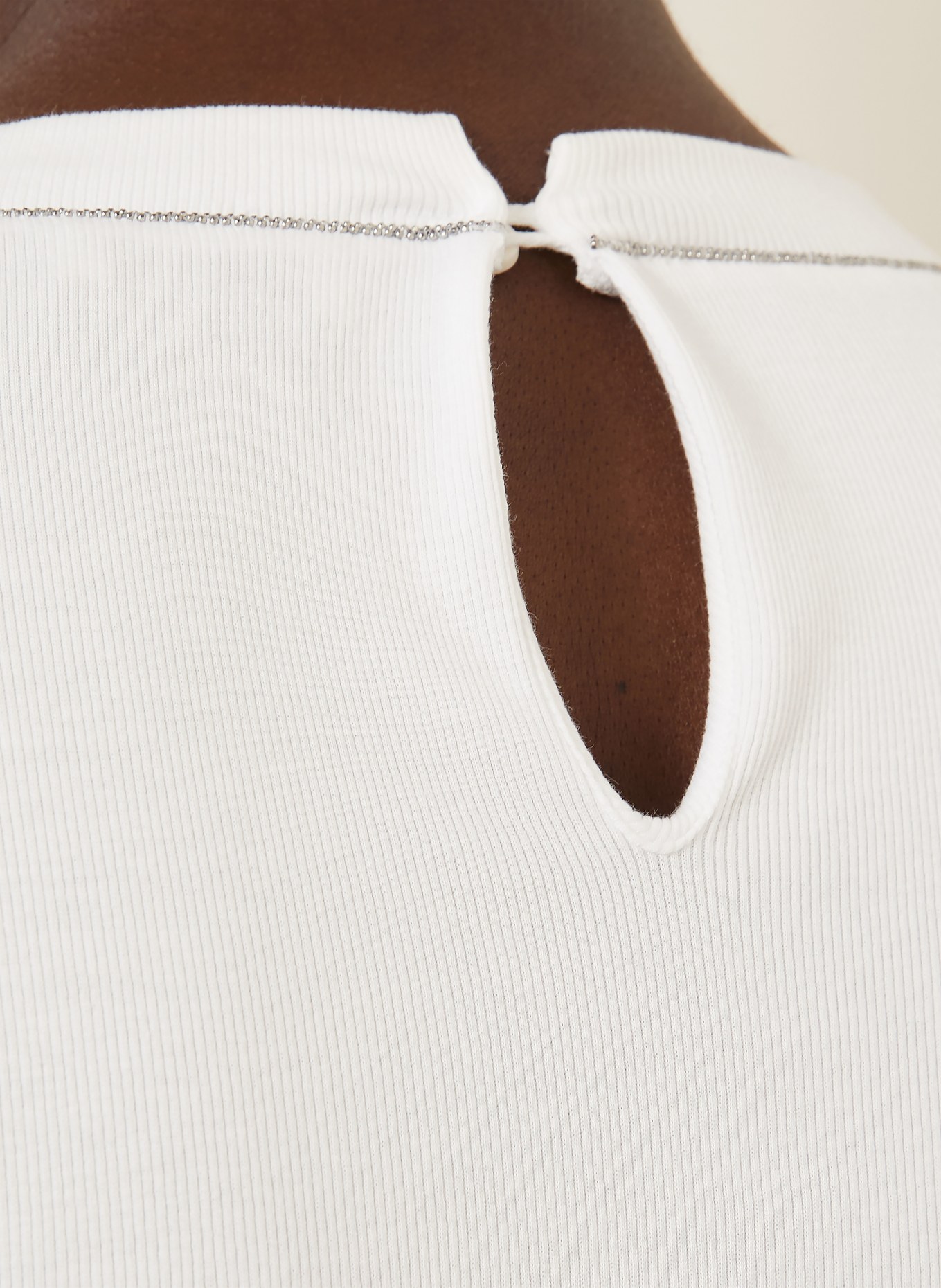 BRUNELLO CUCINELLI Long sleeve shirt with decorative beads: WHITE