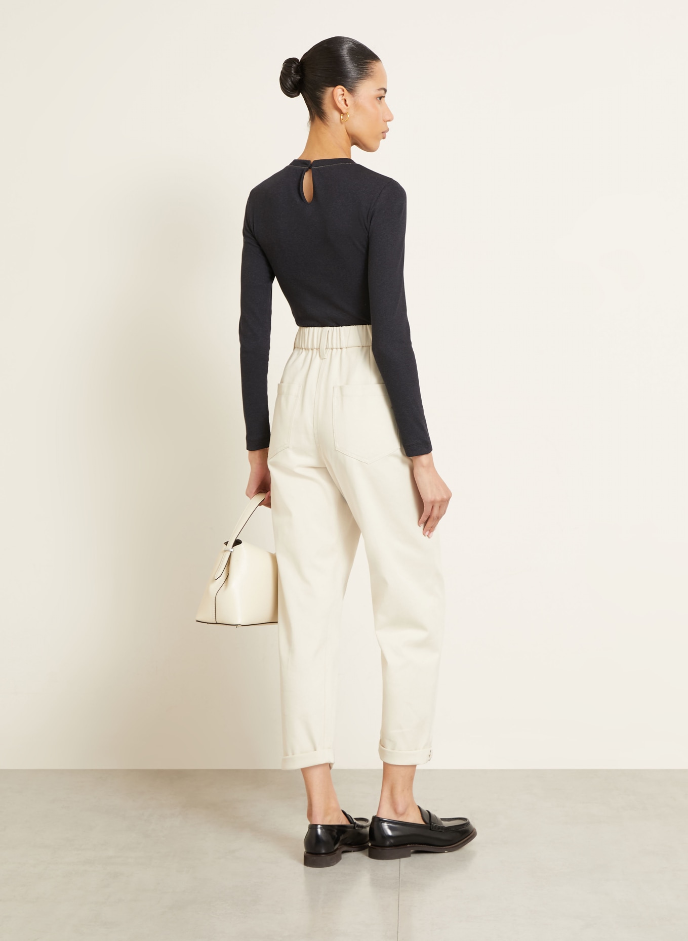 BRUNELLO CUCINELLI Longsleeve mit Schmuckperlen: DUNKELGRAU