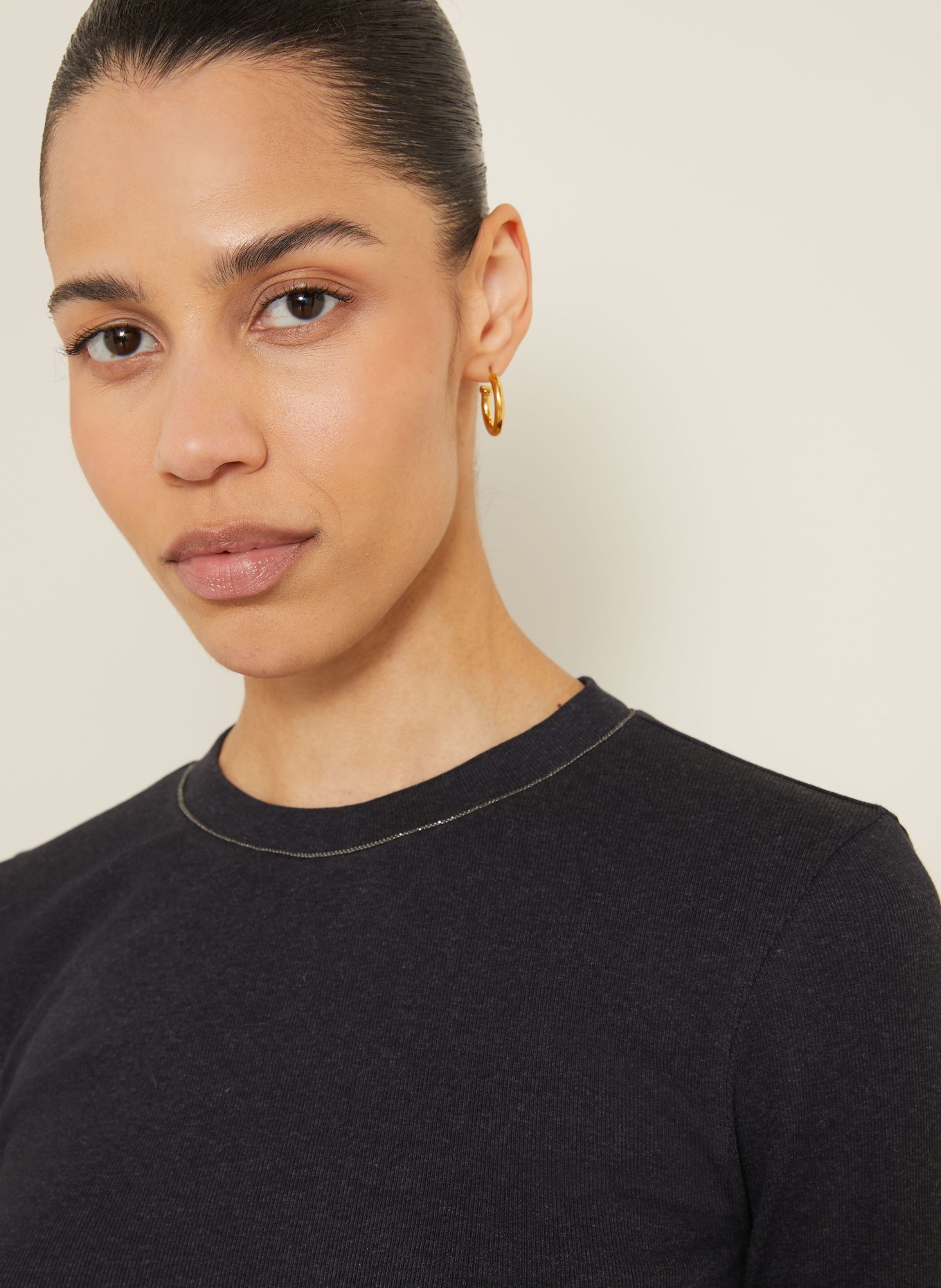 BRUNELLO CUCINELLI Longsleeve mit Schmuckperlen: DUNKELGRAU