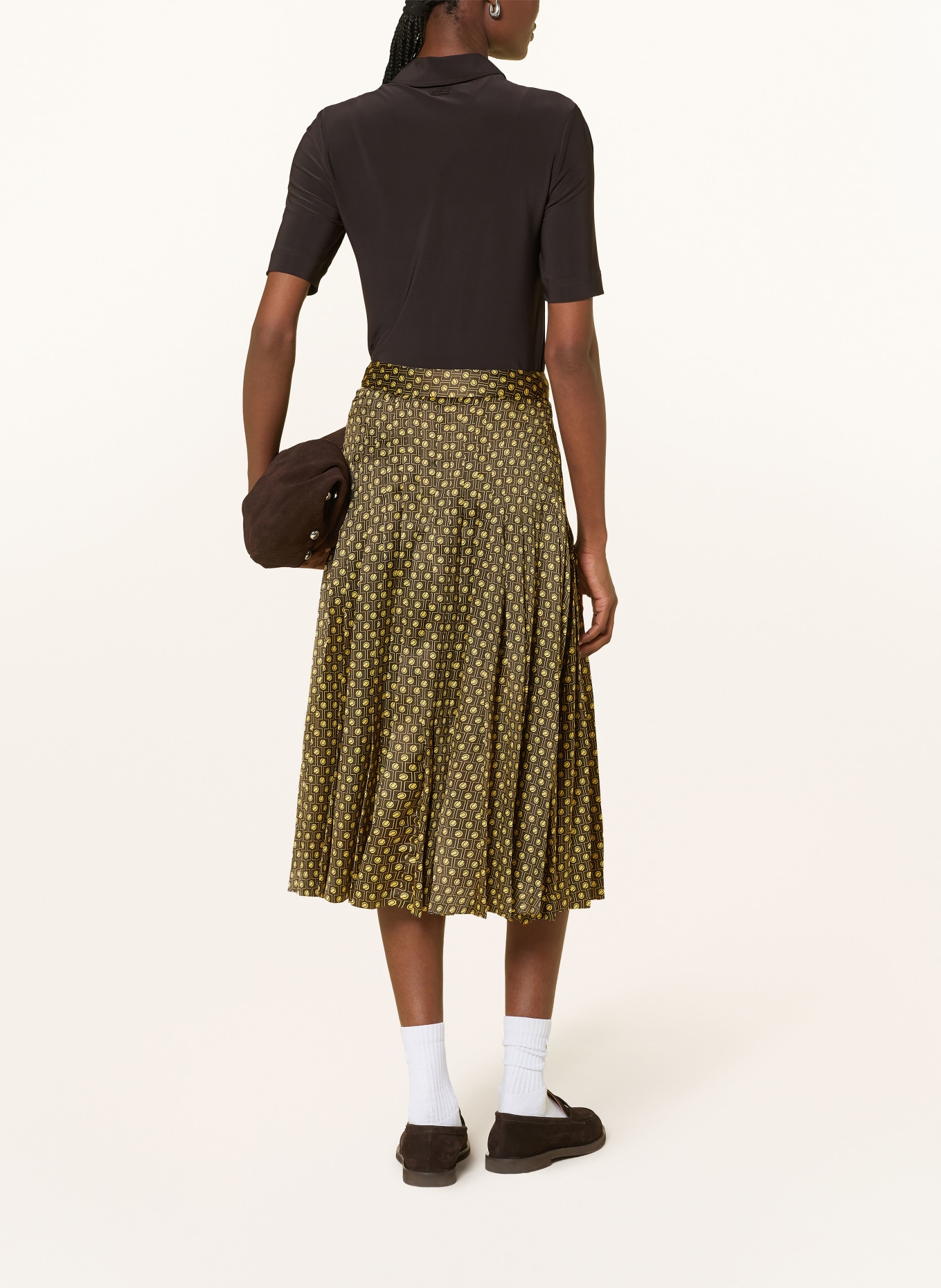 LACOSTE Wikkelsrok van satijn: MARRON FONCÉ / GEEL