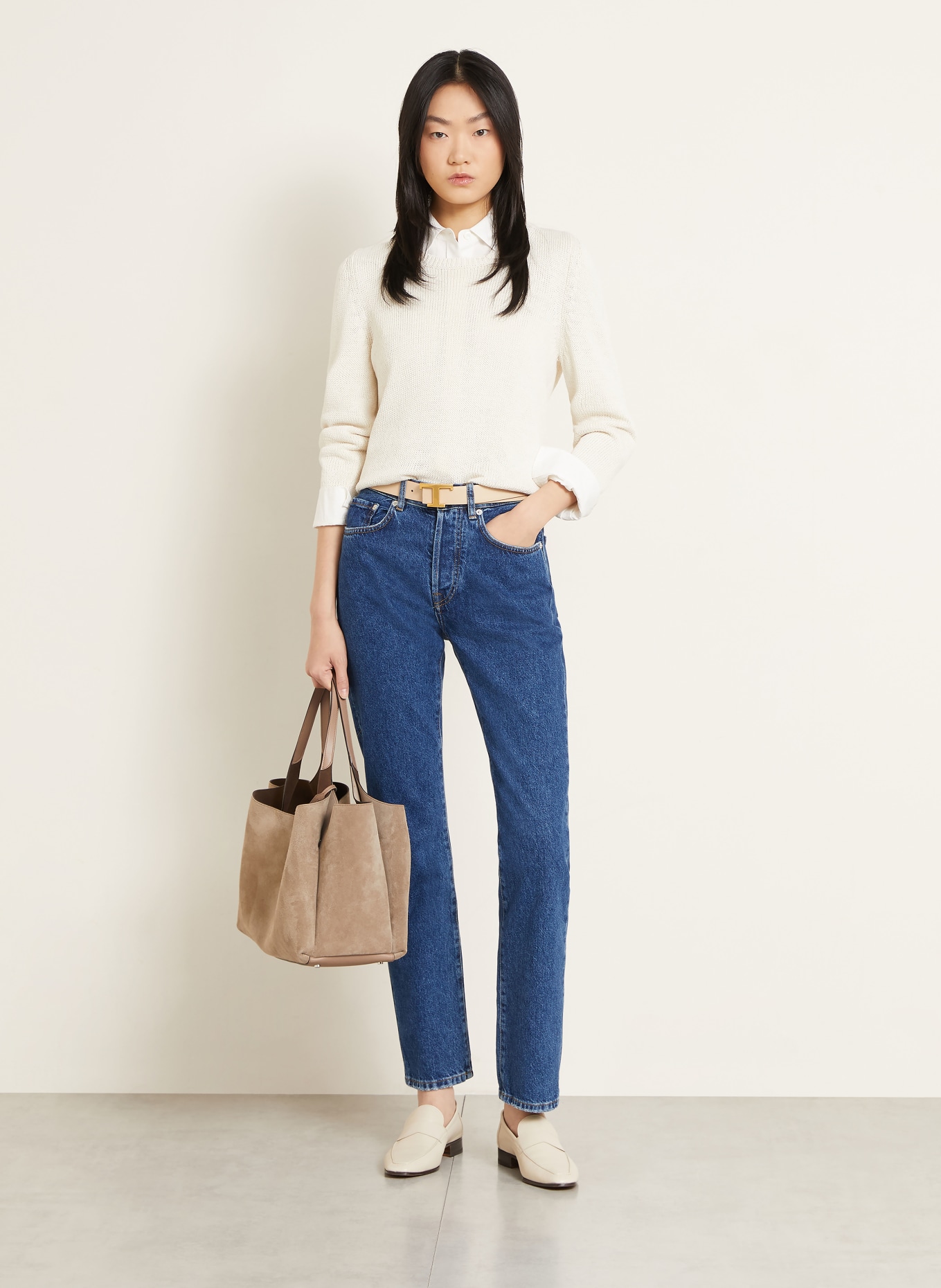 TOD'S sac de courses: TAUPE / ARGENT