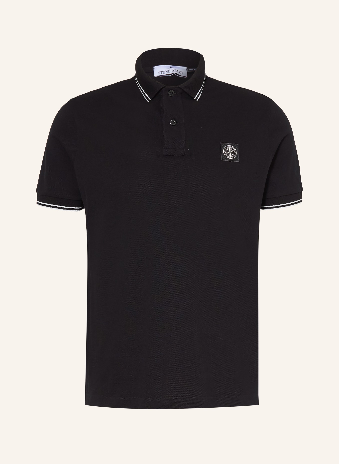 STONE ISLAND Piqué-Poloshirt: SCHWARZ / WEISS