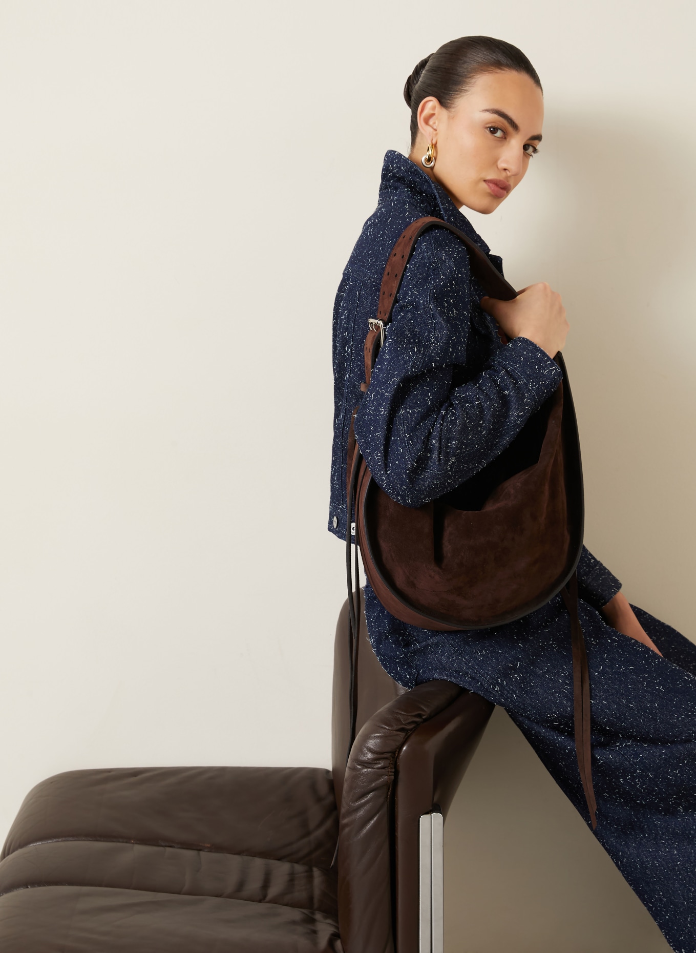 RADICA STUDIO Schoudertas AMACA MAXI: MARRON FONCÉ