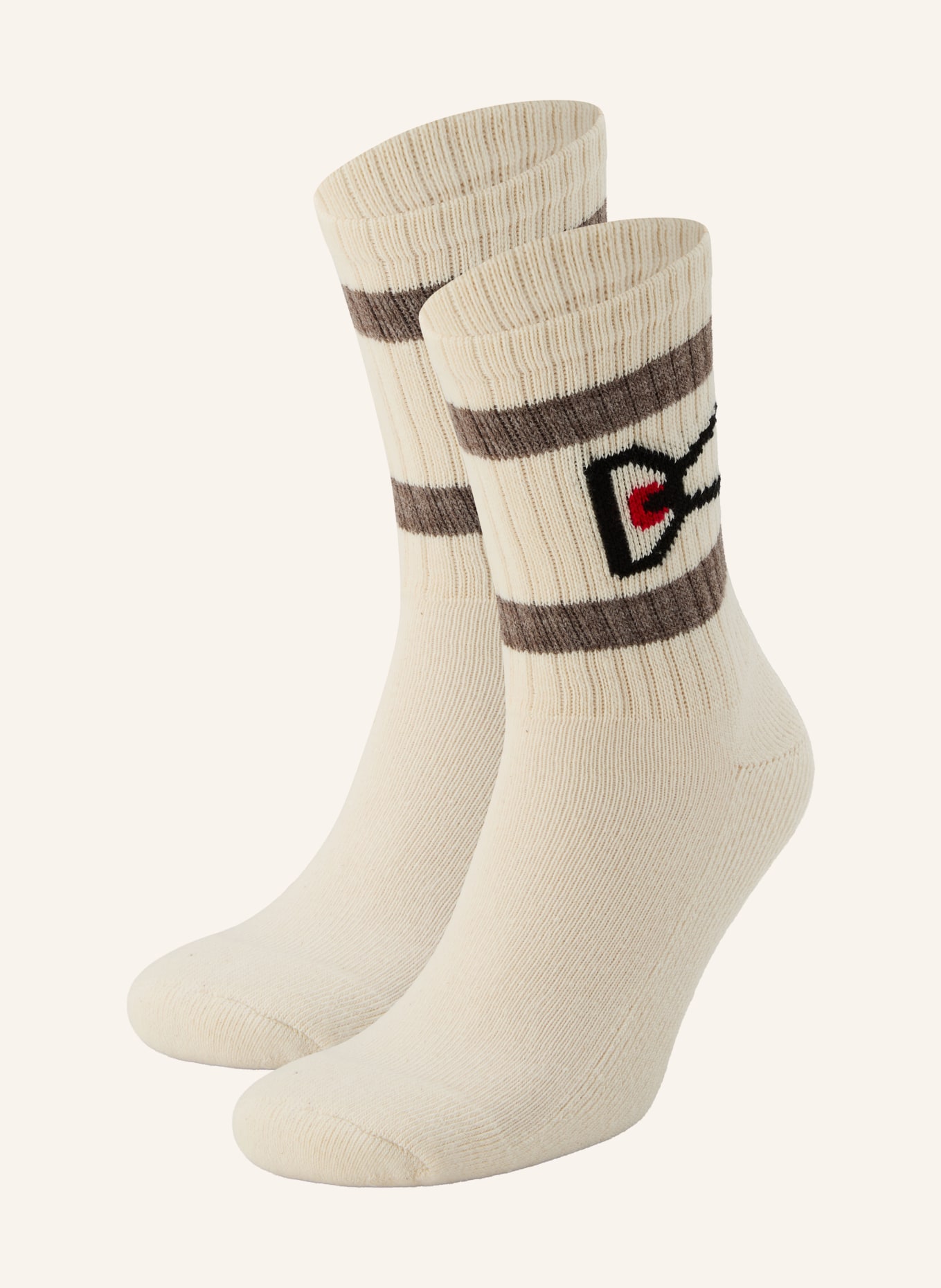District Vision Lot de 2 paires de chaussettes USA: CRÈME / TAUPE / NOIR
