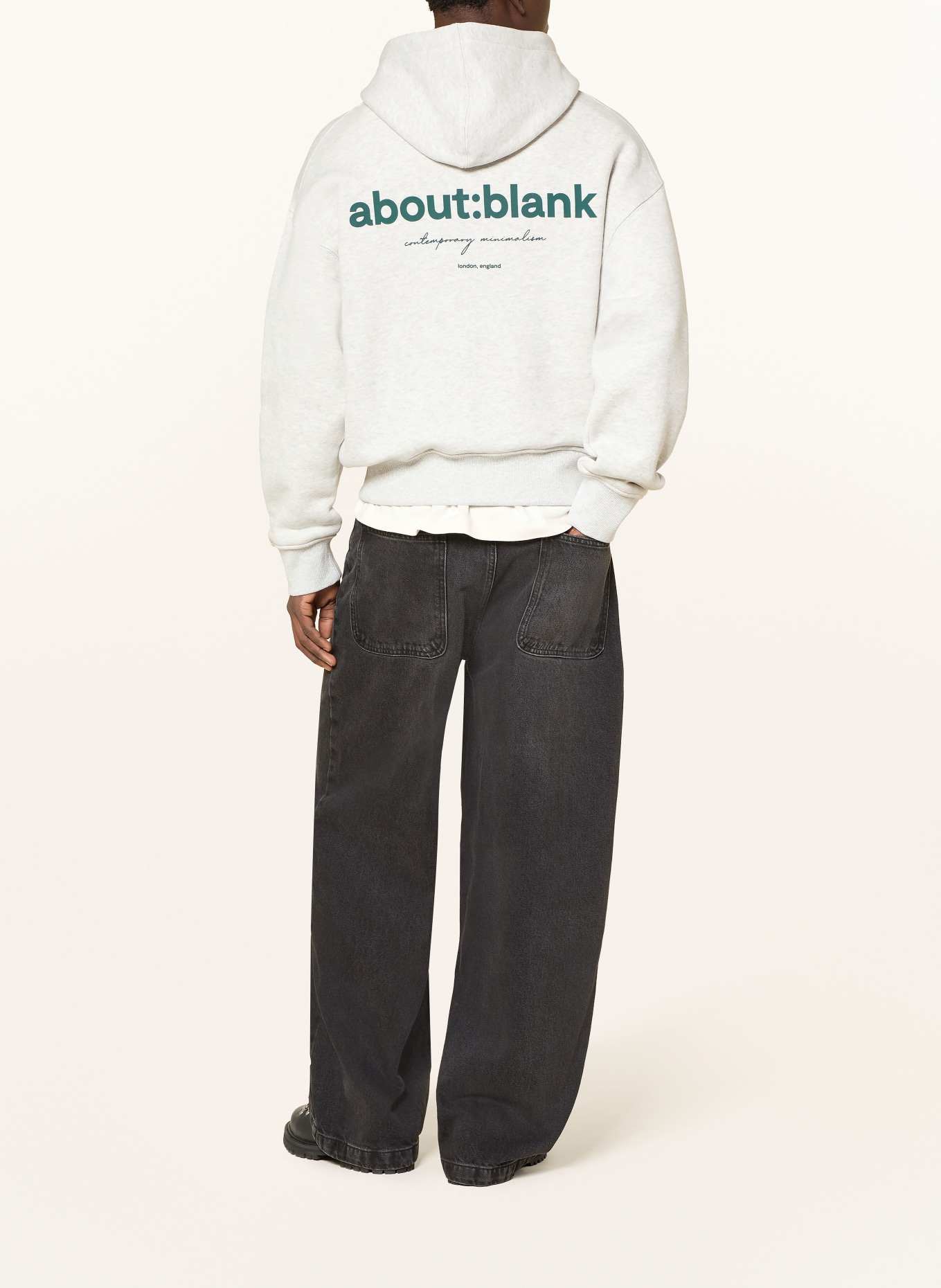 about:blank Hoodie: LIGHT GRAY / GREEN