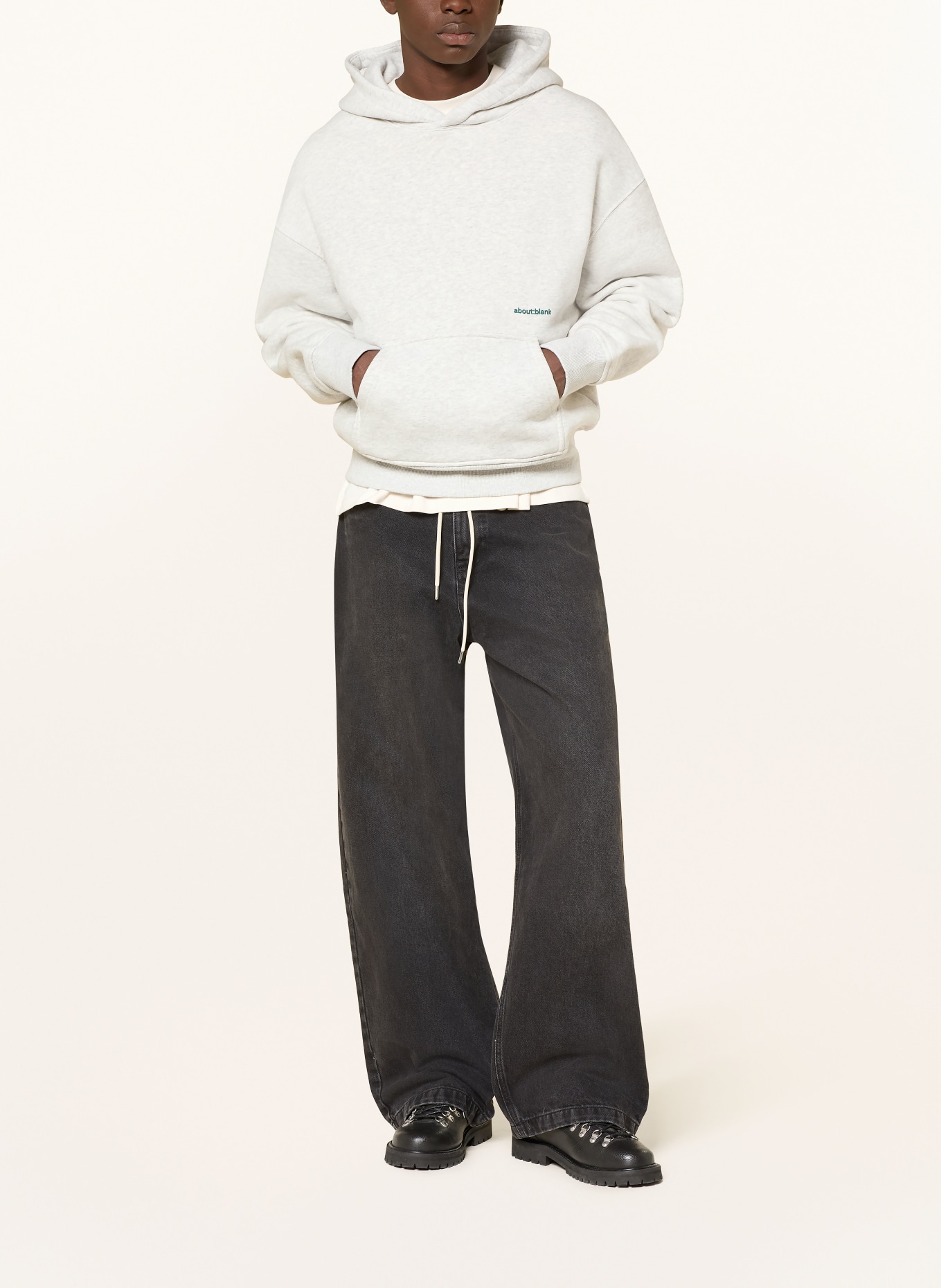 about:blank Hoodie: LIGHT GRAY / GREEN