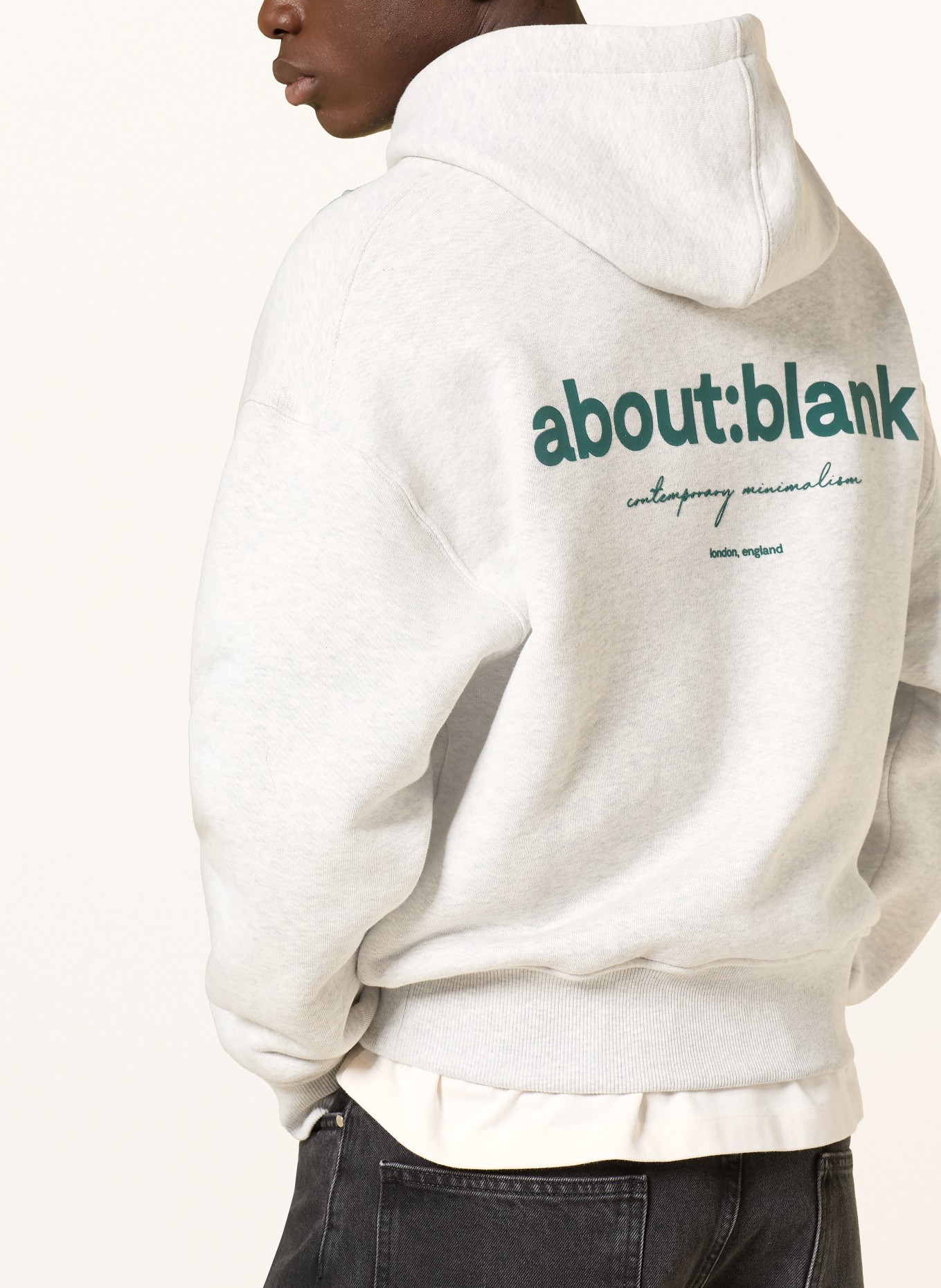 about:blank Hoodie: LIGHT GRAY / GREEN