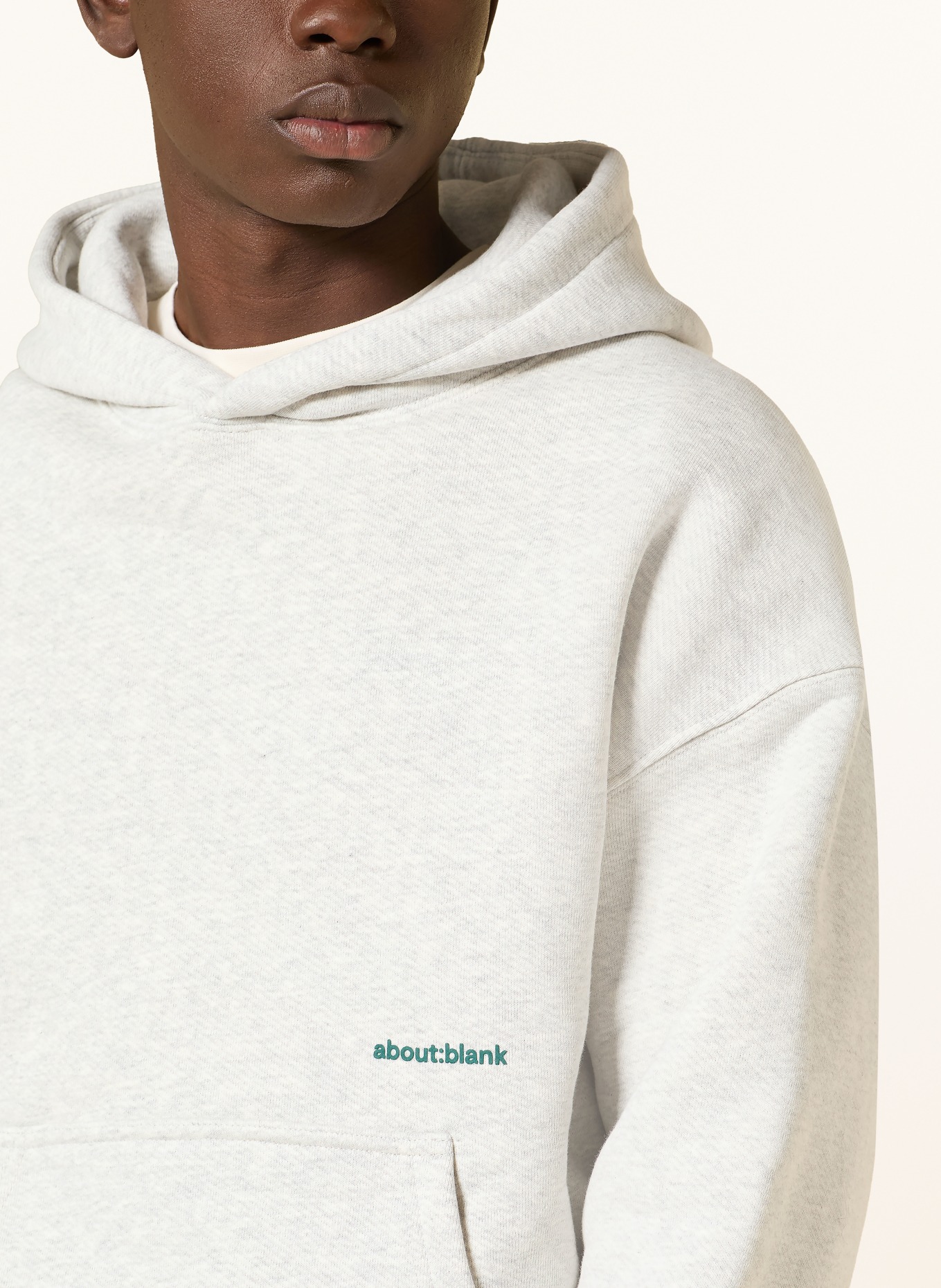 about:blank Hoodie: LIGHT GRAY / GREEN
