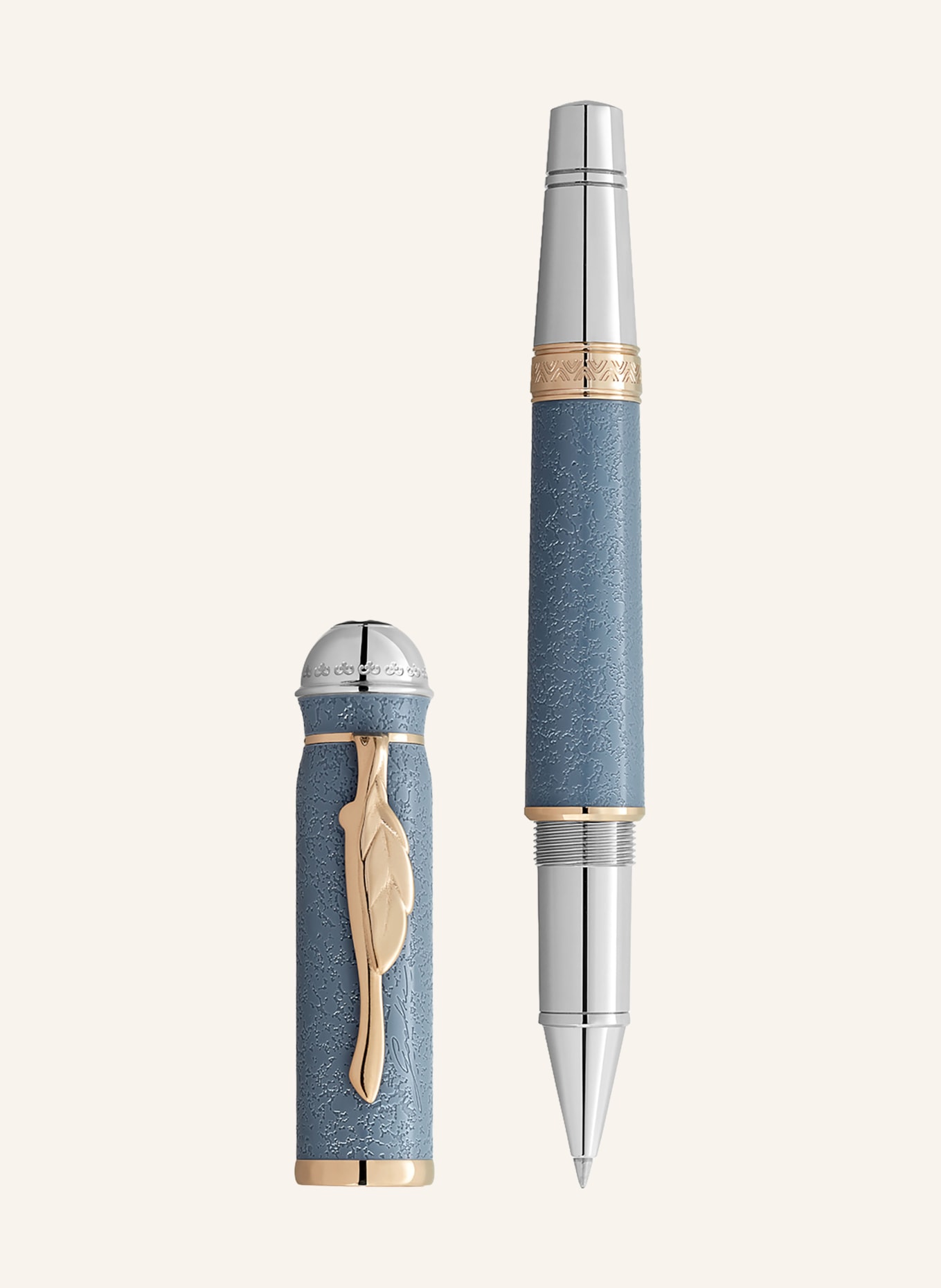 MONTBLANC Rollerball WRITERS EDITION HOMAGE TO JOHANN WOLFGANG VON GOETHE: BLAUGRAU / SILBER / GOLD
