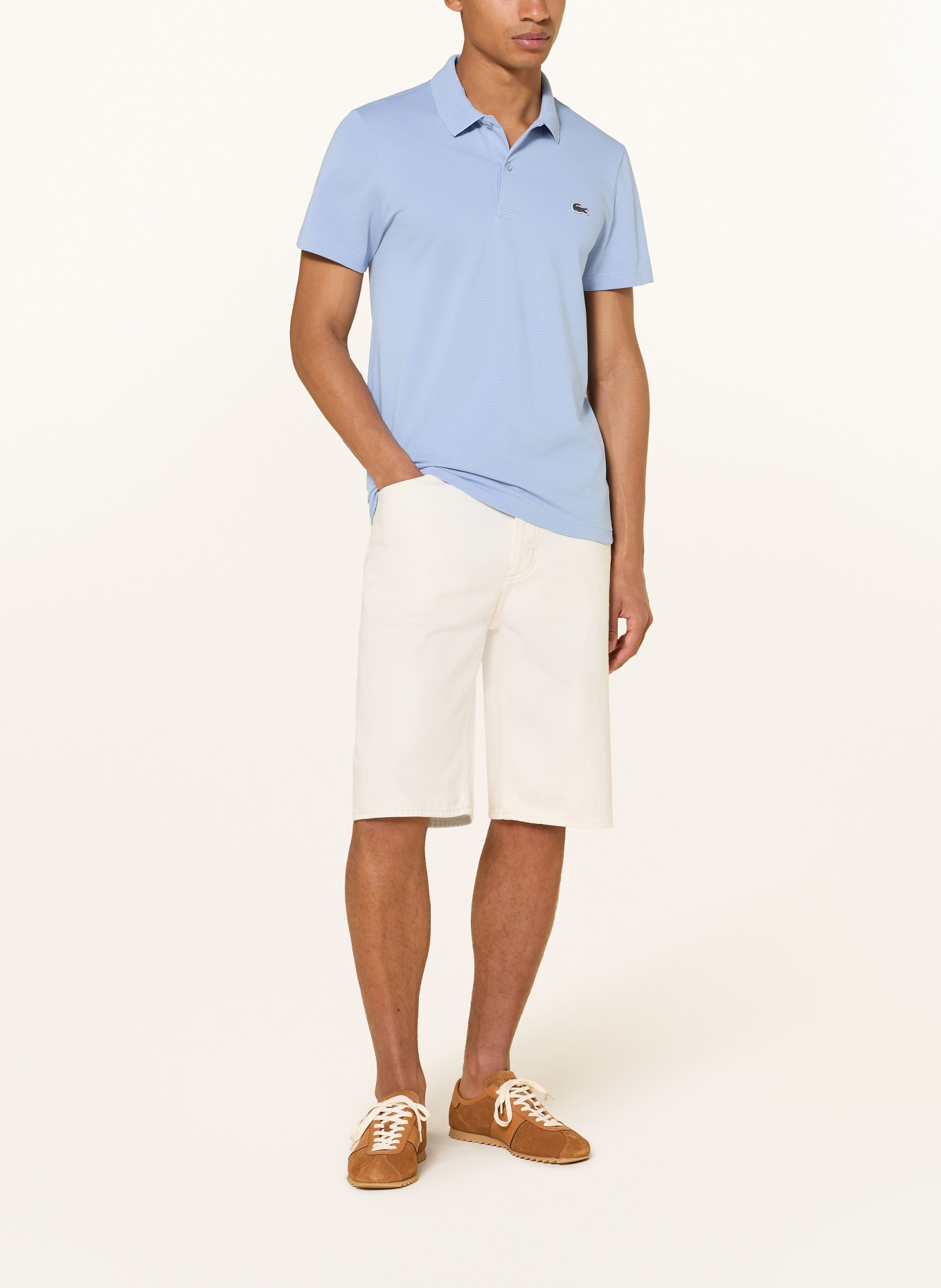 LACOSTE Úpletová polokošile Regular Fit: TMAVĚ MODRÁ